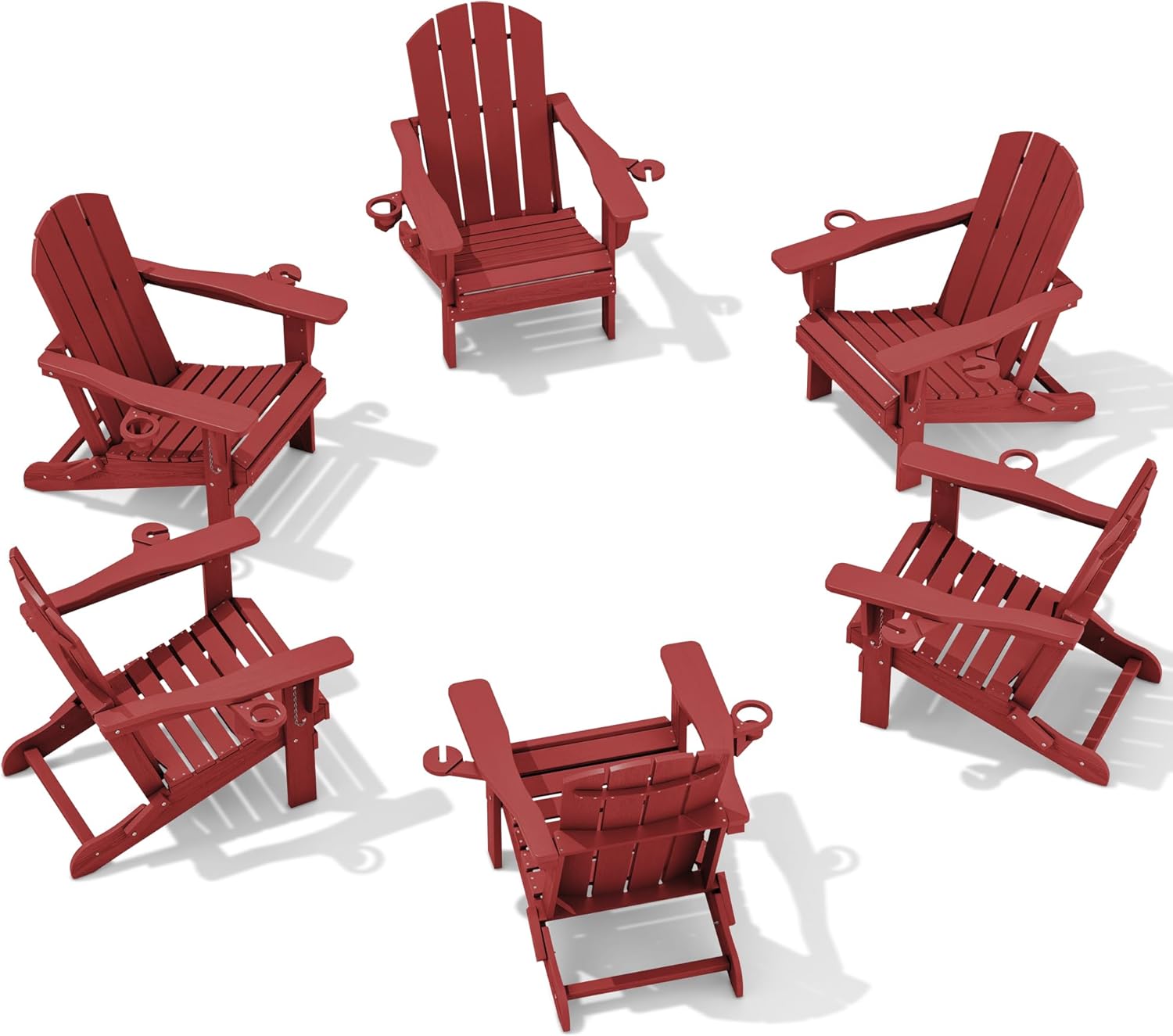 SERWALL Adirondack Chair with Cup Holders - Composite Adirondack Chairs Set of 6...