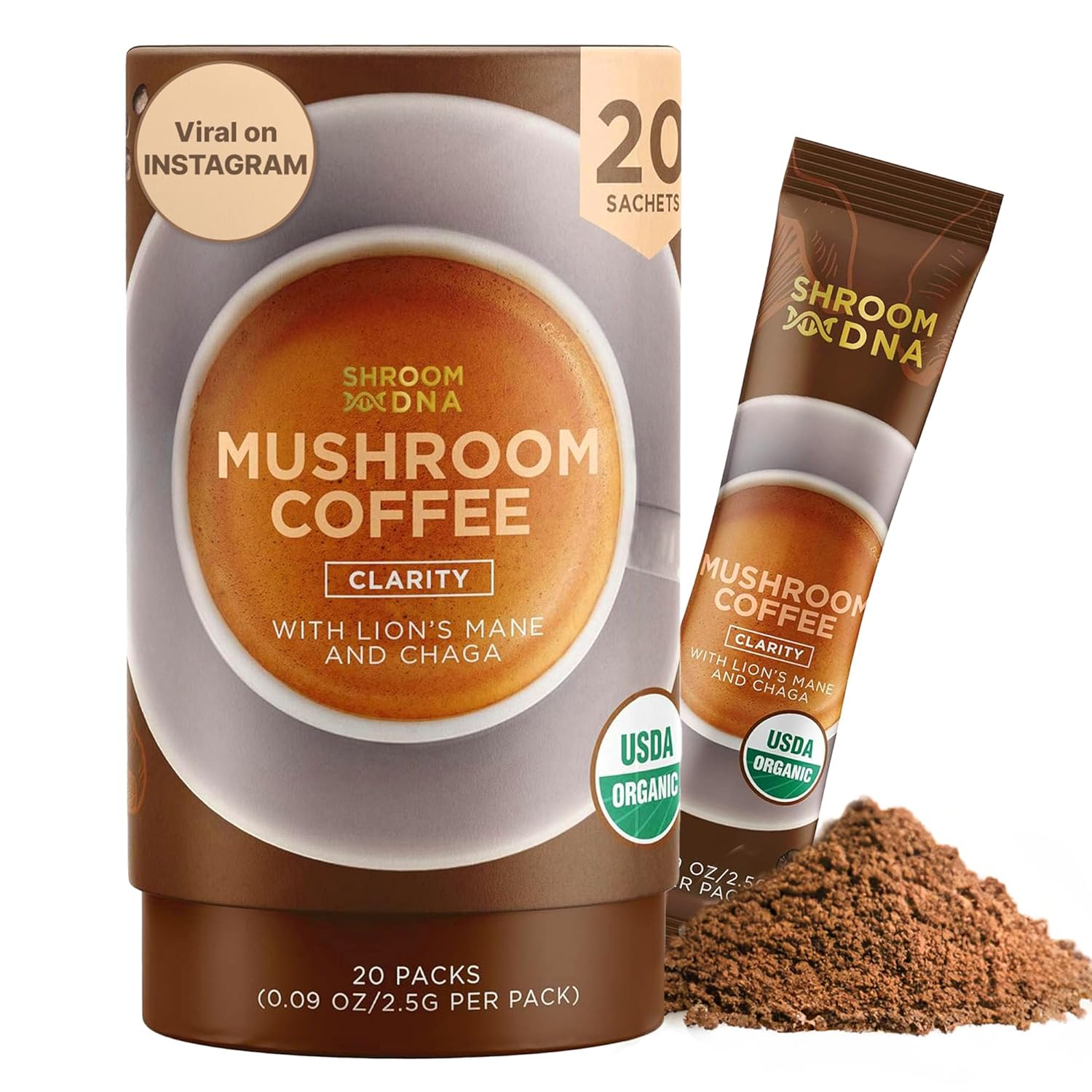 ShroomDNA Mushroom Coffee Blend with Chaga & Lion's Mane | Instant Focus + Clari...
