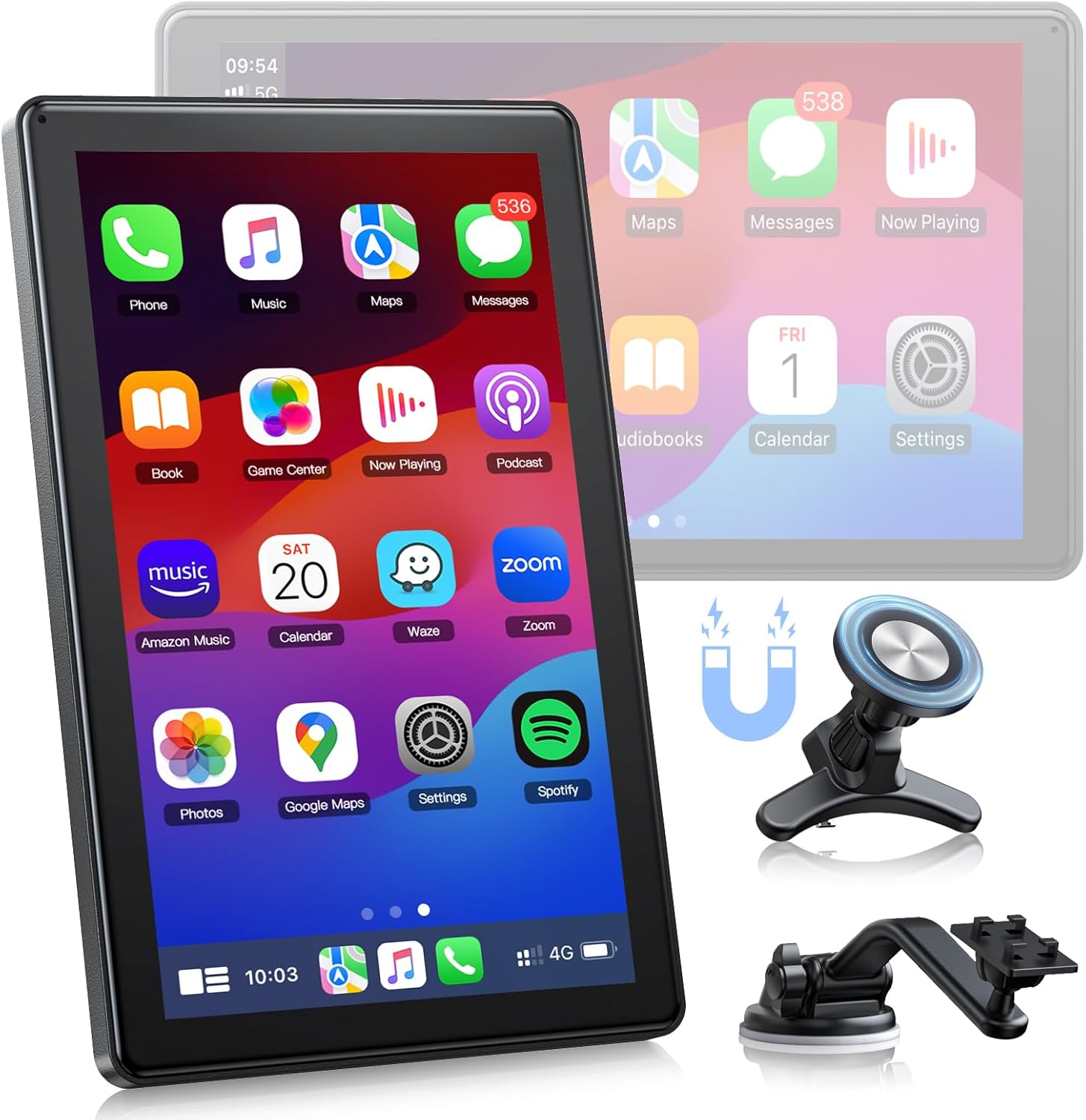 LAMTTO Wireless Apple Carplay Screen for Car Android Auto Magnetic Holder, OTA,...