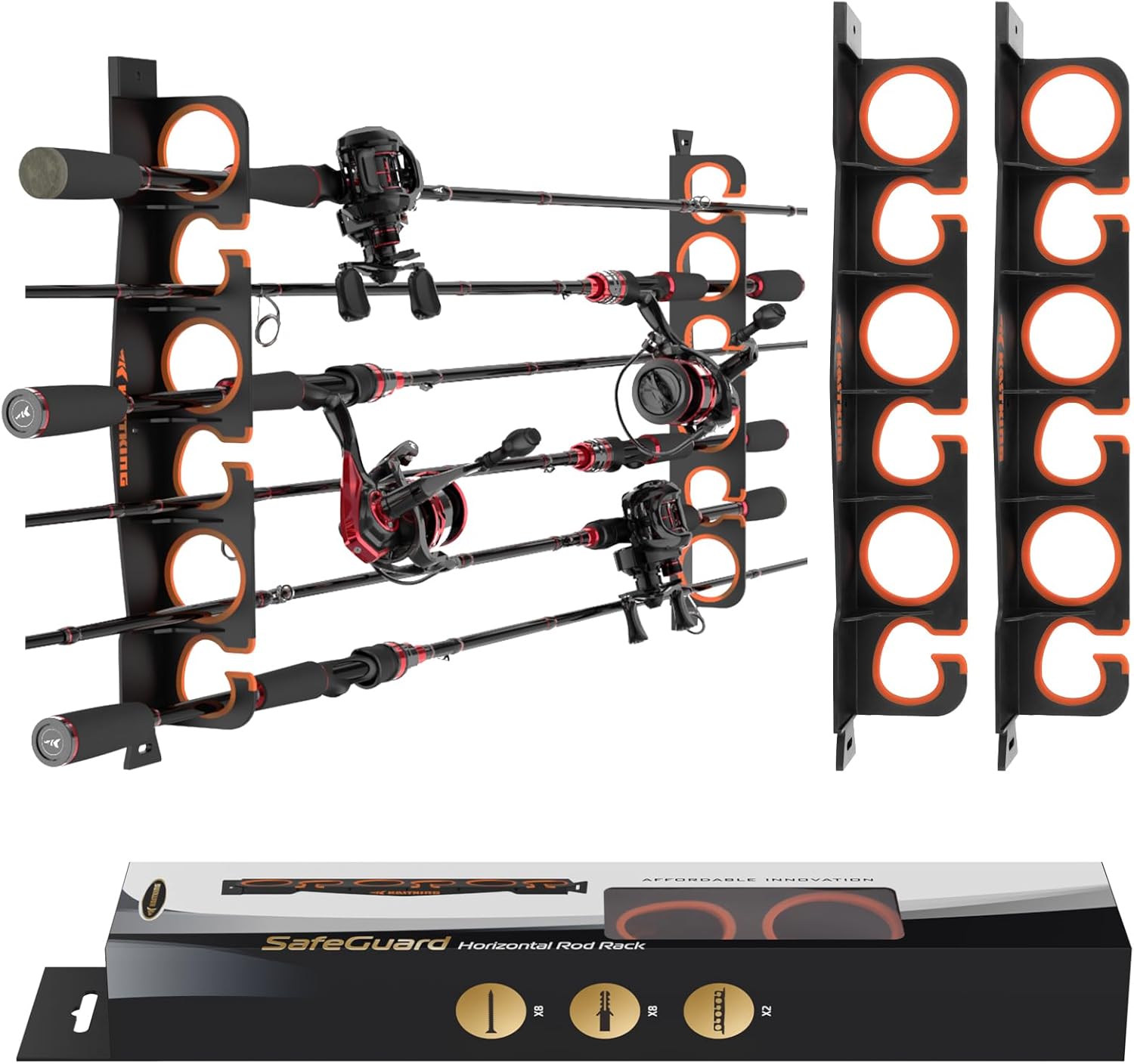 KastKing SafeGuard Fishing Rod Holder for Garage, Wall or Ceiling Mounted Fishin...