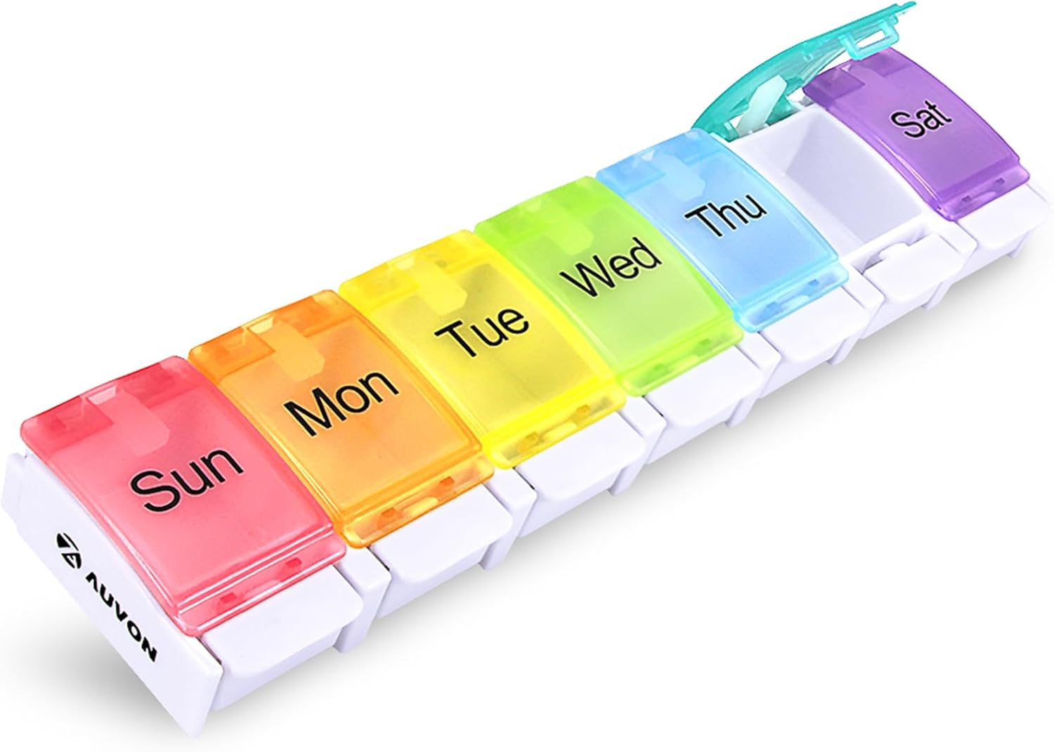 AUVON Weekly Pill Organizer Arthritis Friendly, BPA Free Travel 7 Day Pill Box C...