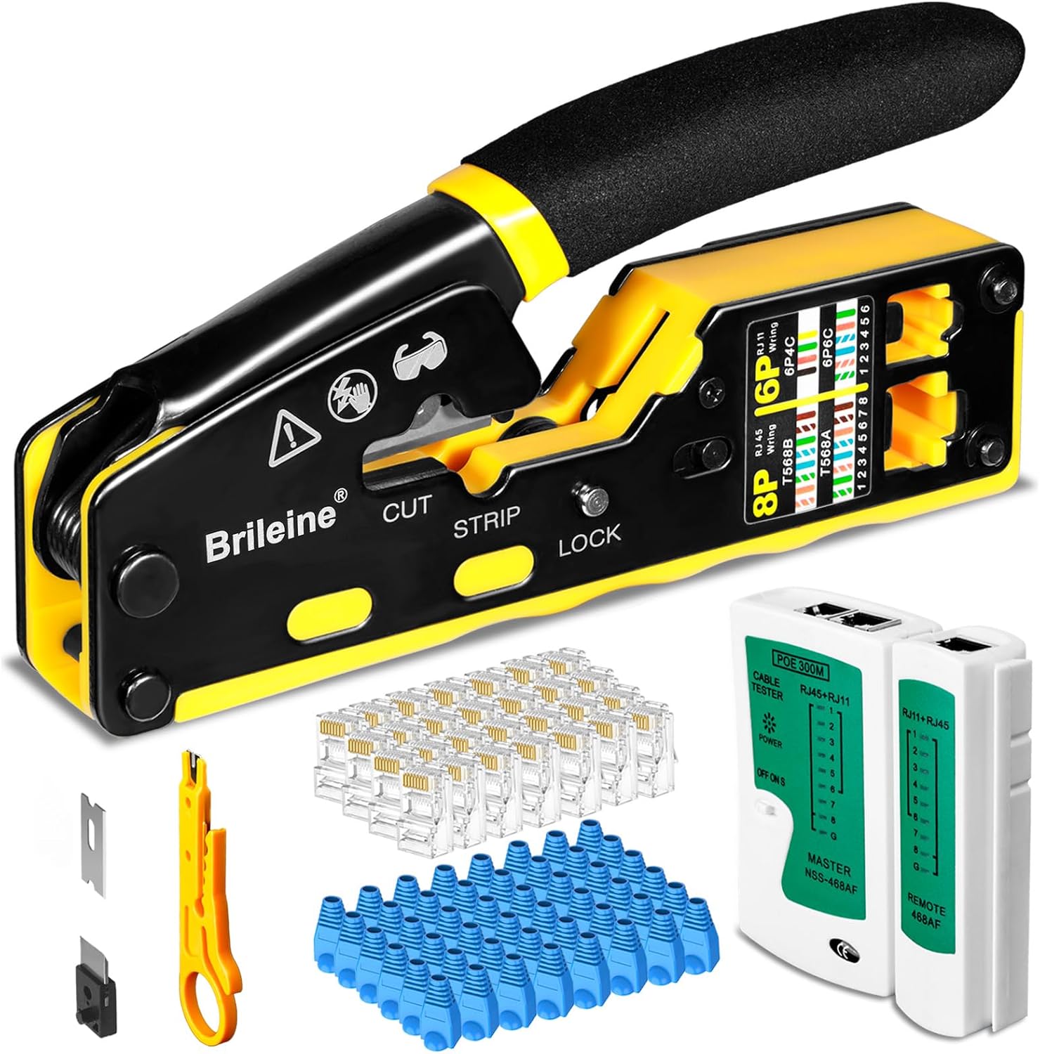 RJ45 Crimp Tool Pass Through Kit Ethernet Crimper Cat5 Cat5e Cat6 Crimping Tool...
