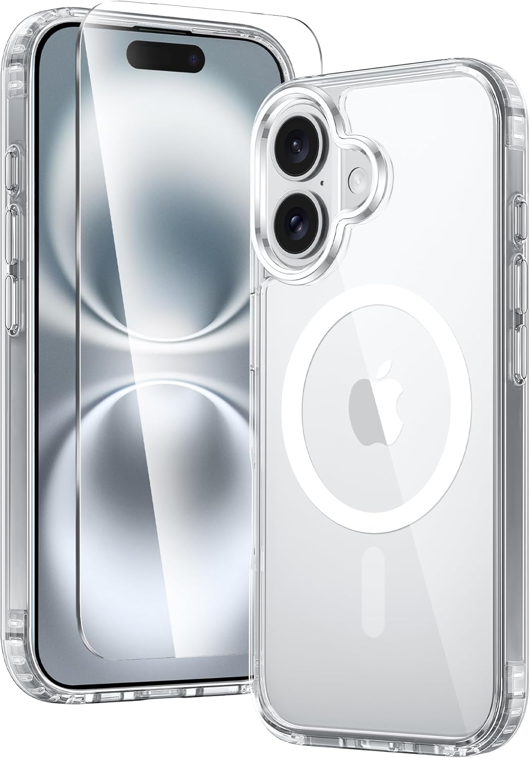 FNTCASE for iPhone 16 Case: Clear Magnetic Military Grade Drop Protection Anti Y...