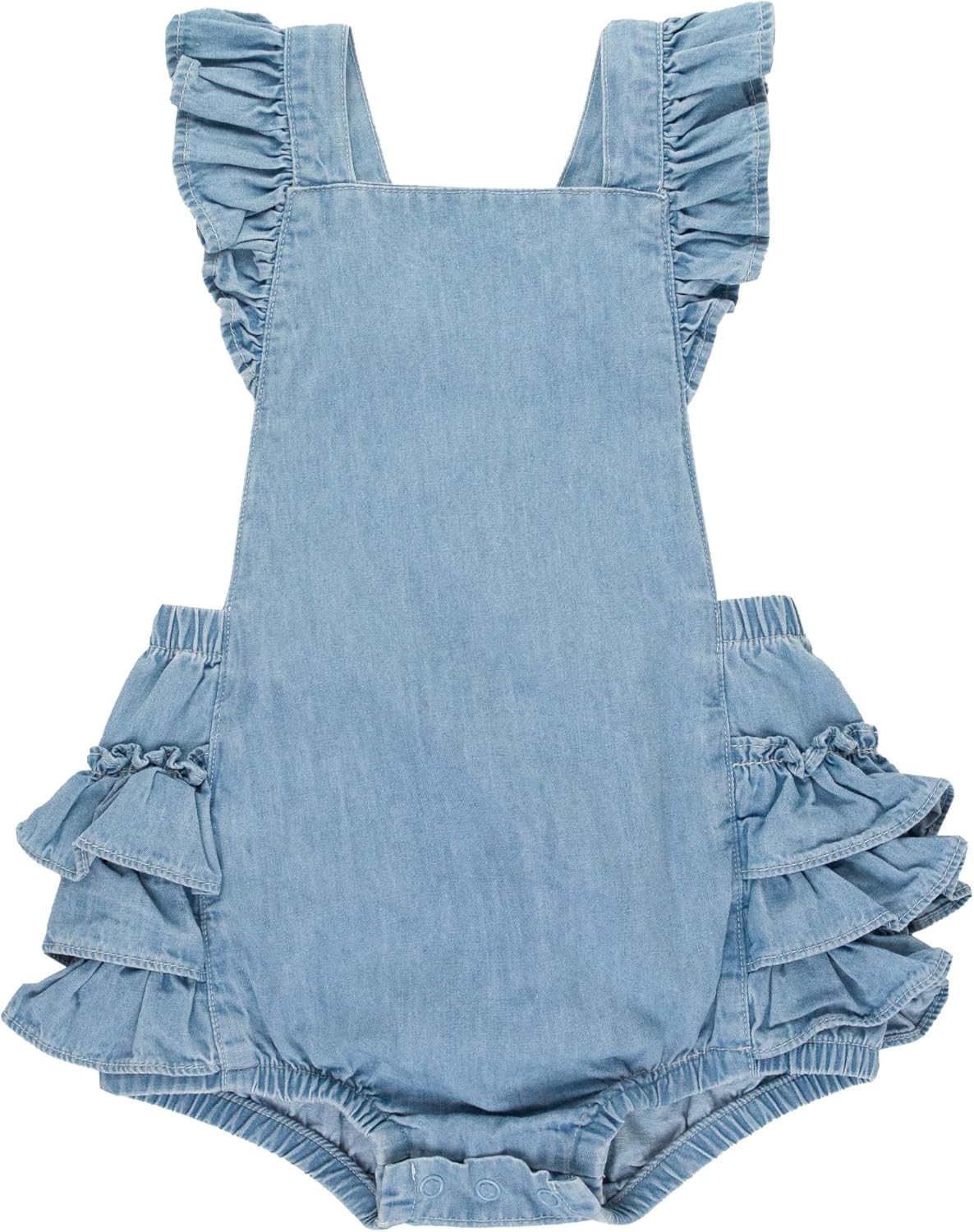 RuffleButts® Baby/Toddler Girls Flutter Overall Ruffled Romper