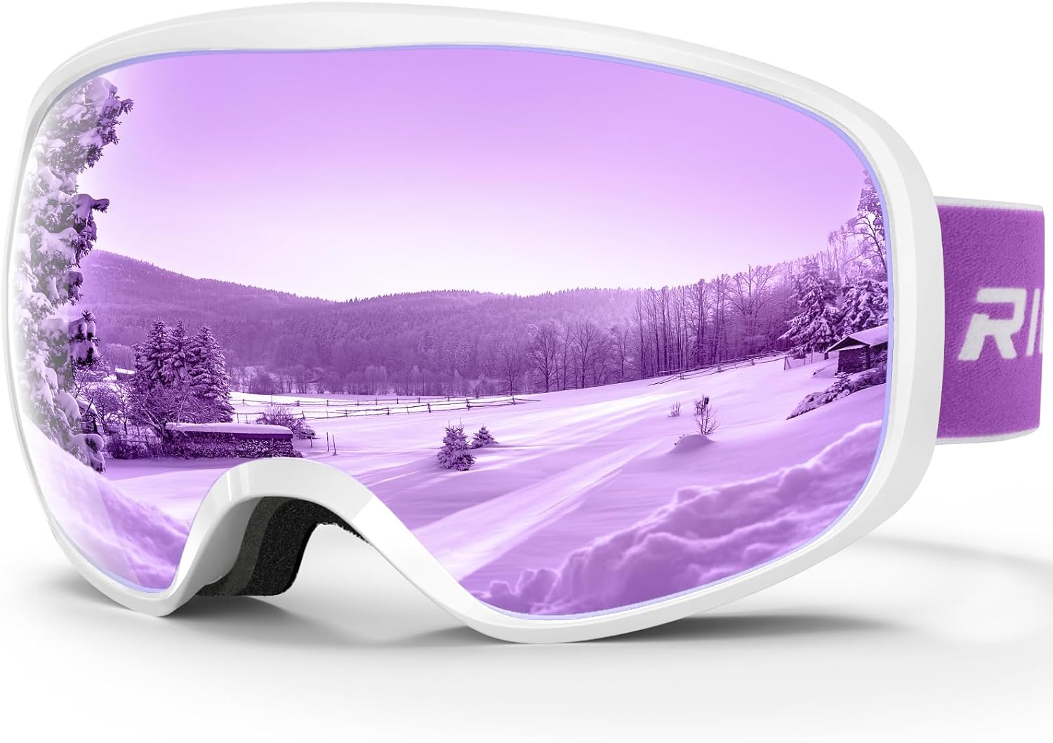 Protective Ski Goggles, A15-white/Dream Purple Snowboard Goggles for Men Women A...