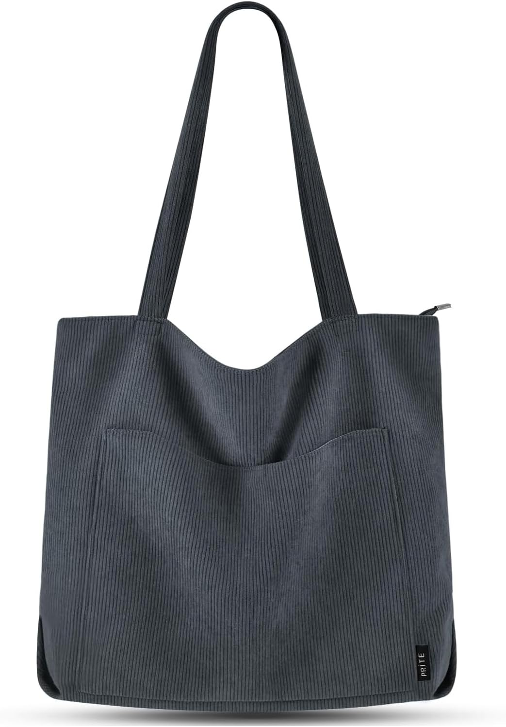 Prite Corduroy Tote Bag for Women Large Shoulder Bag with Zipper and Pockets for...
