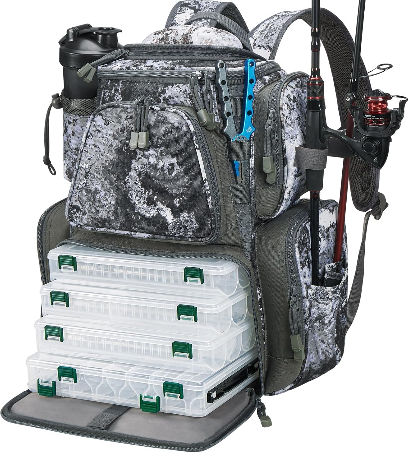 Piscifun Fishing Tackle Backpack with 4 Trays, Large Outdoor Storage Tackle Bag...