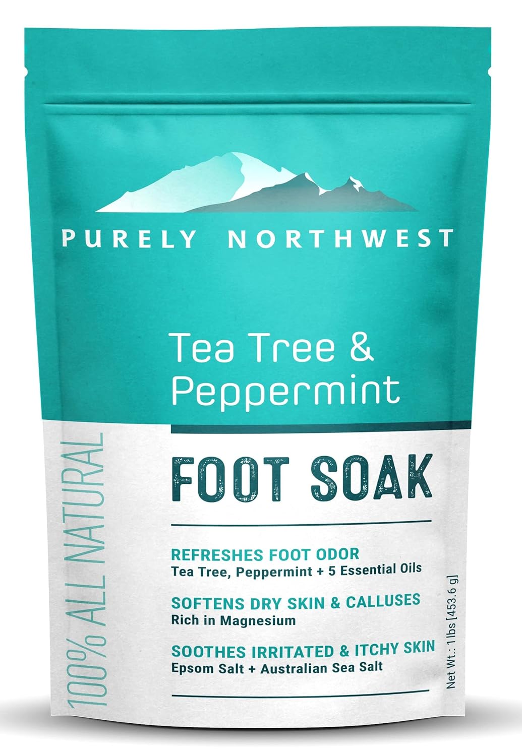 PURELY NORTHWEST-Tea Tree Oil & Peppermint Foot Soak with Epsom Salt-for Stubbor...
