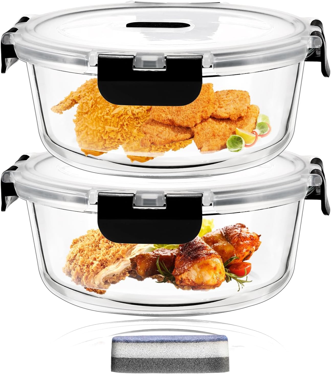 Premium Hcrvvi Food Storage Containers Set, High-Quality Glass Containers with L...