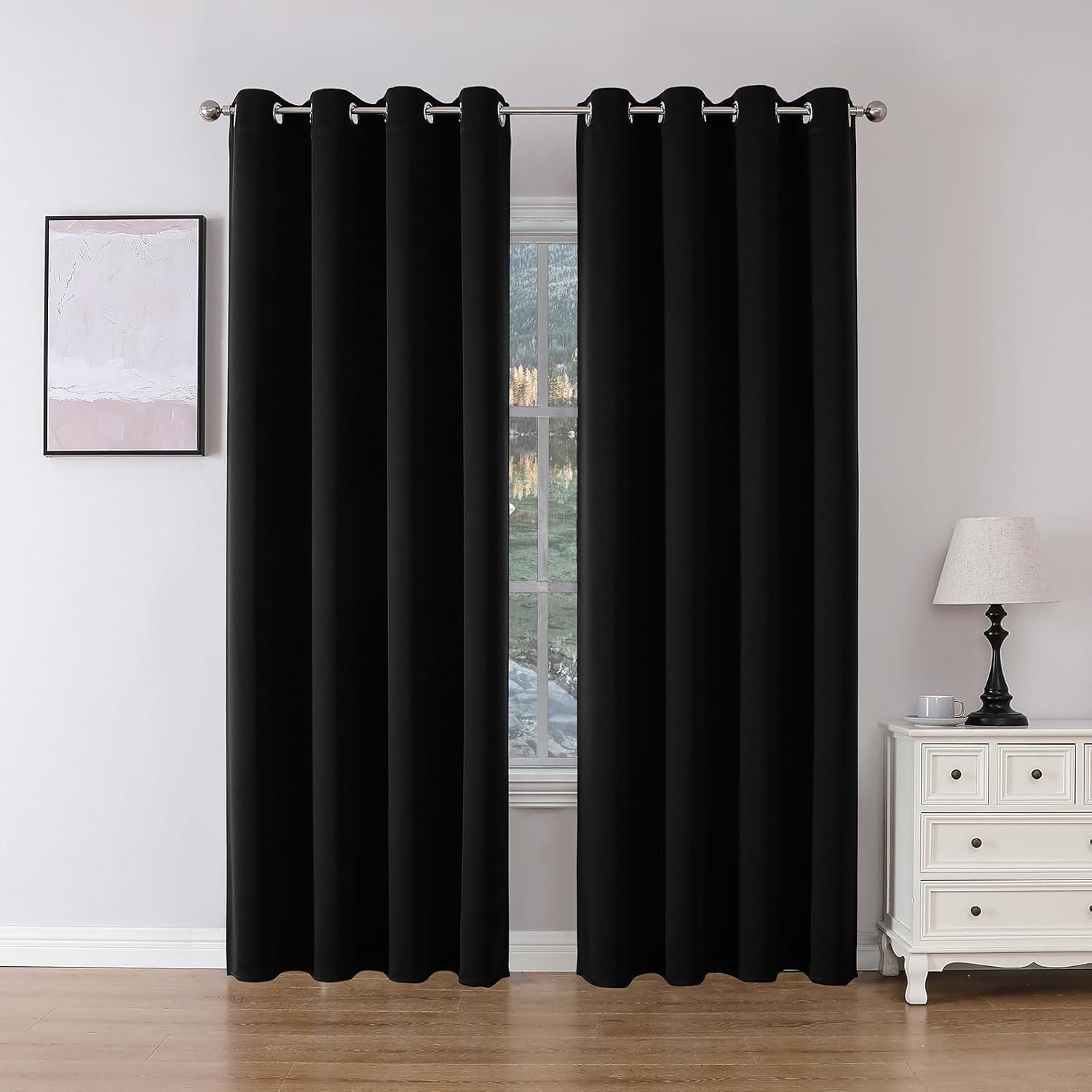 Joydeco Blackout Curtains 84 Inch Length 2 Panels Set, Thermal Insulated Long Cu...