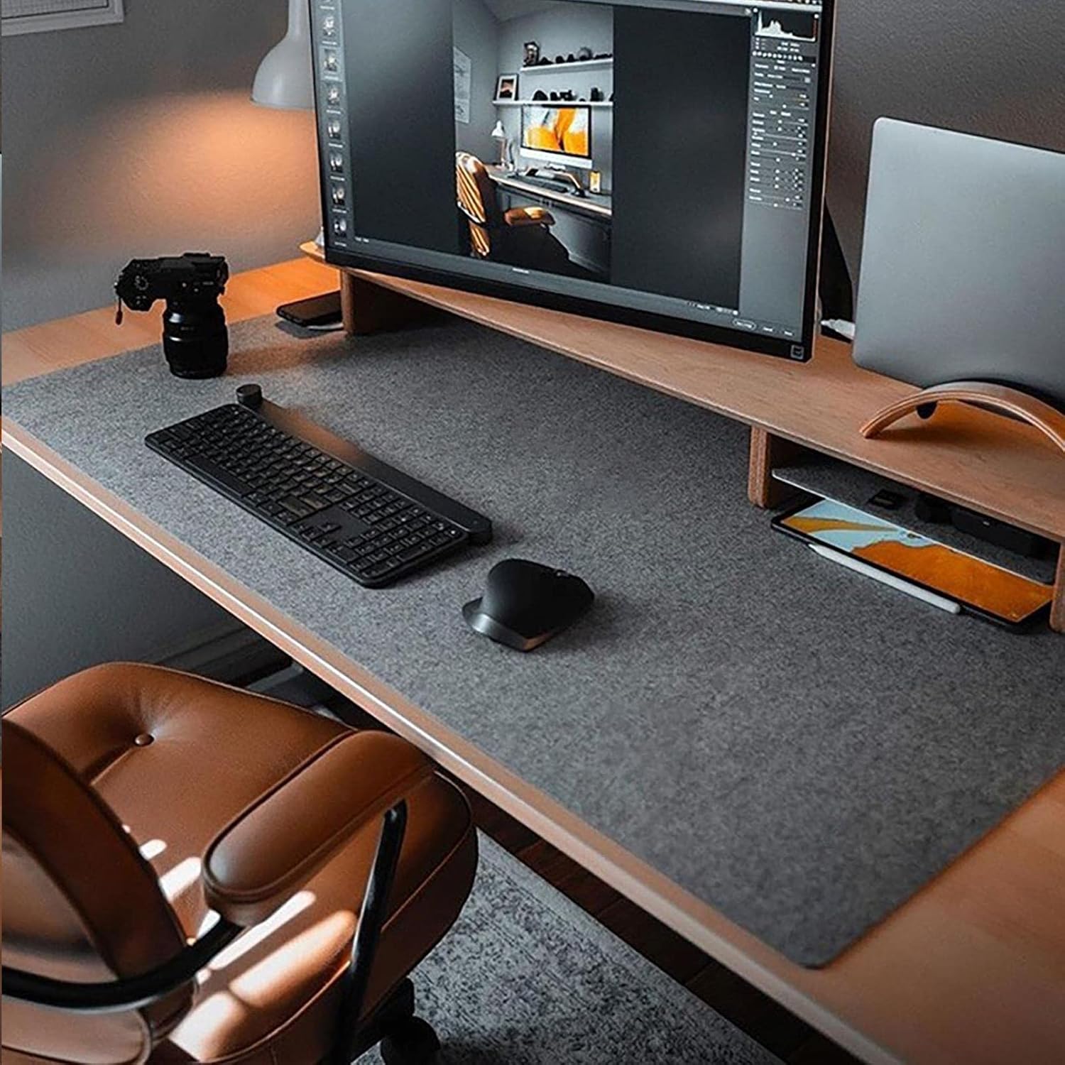 DawnTrees Desk Mat | Felt Desk Pad Protector | Office Felt Desk Mat | Keyboard P...