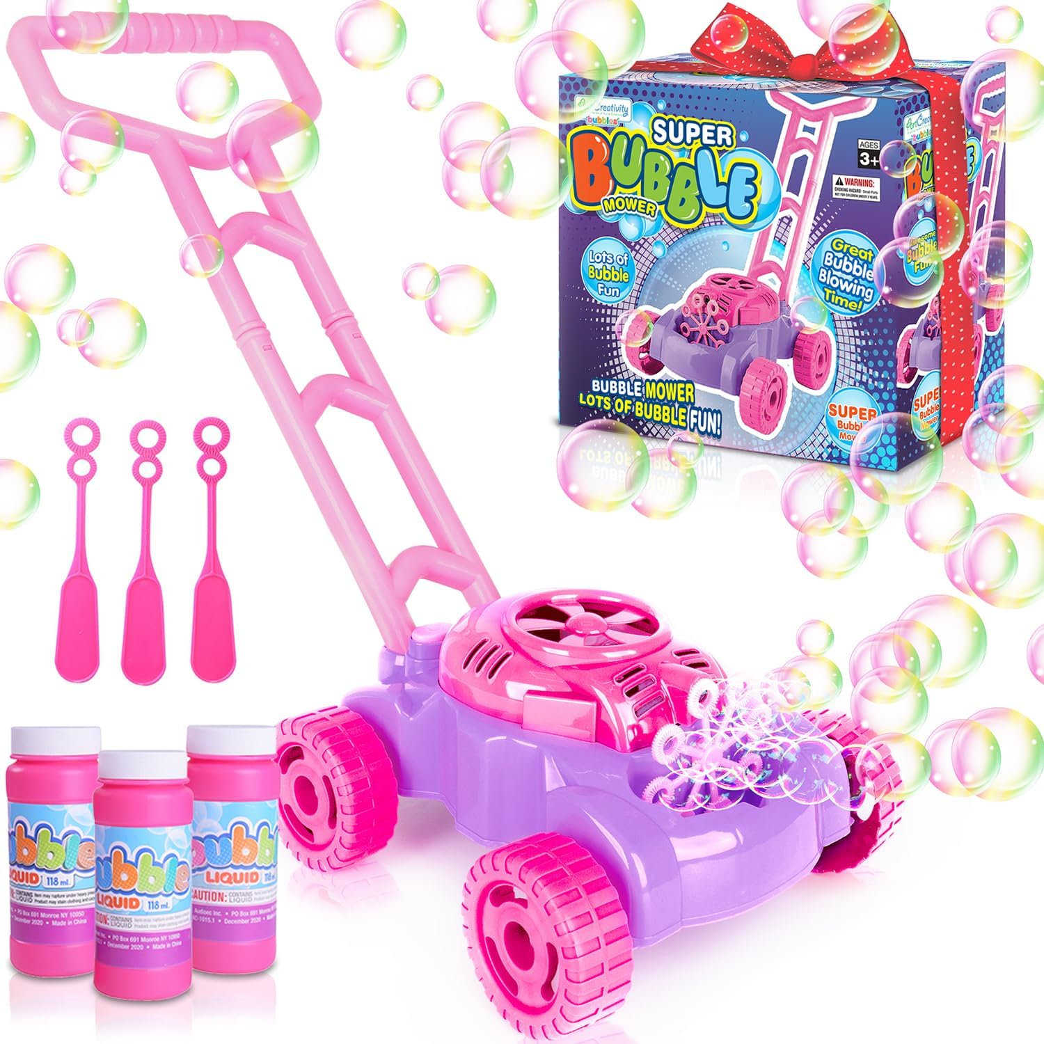 ArtCreativity Bubble Lawn Mower for Toddlers 1-3, Kids Bubble Blower Machine for...