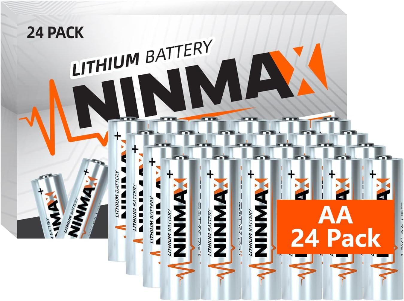 NINMAX® Lithium AA Batteries 24 Pack, 3500mAh 1.5V Longest Lasting Double A Batt...