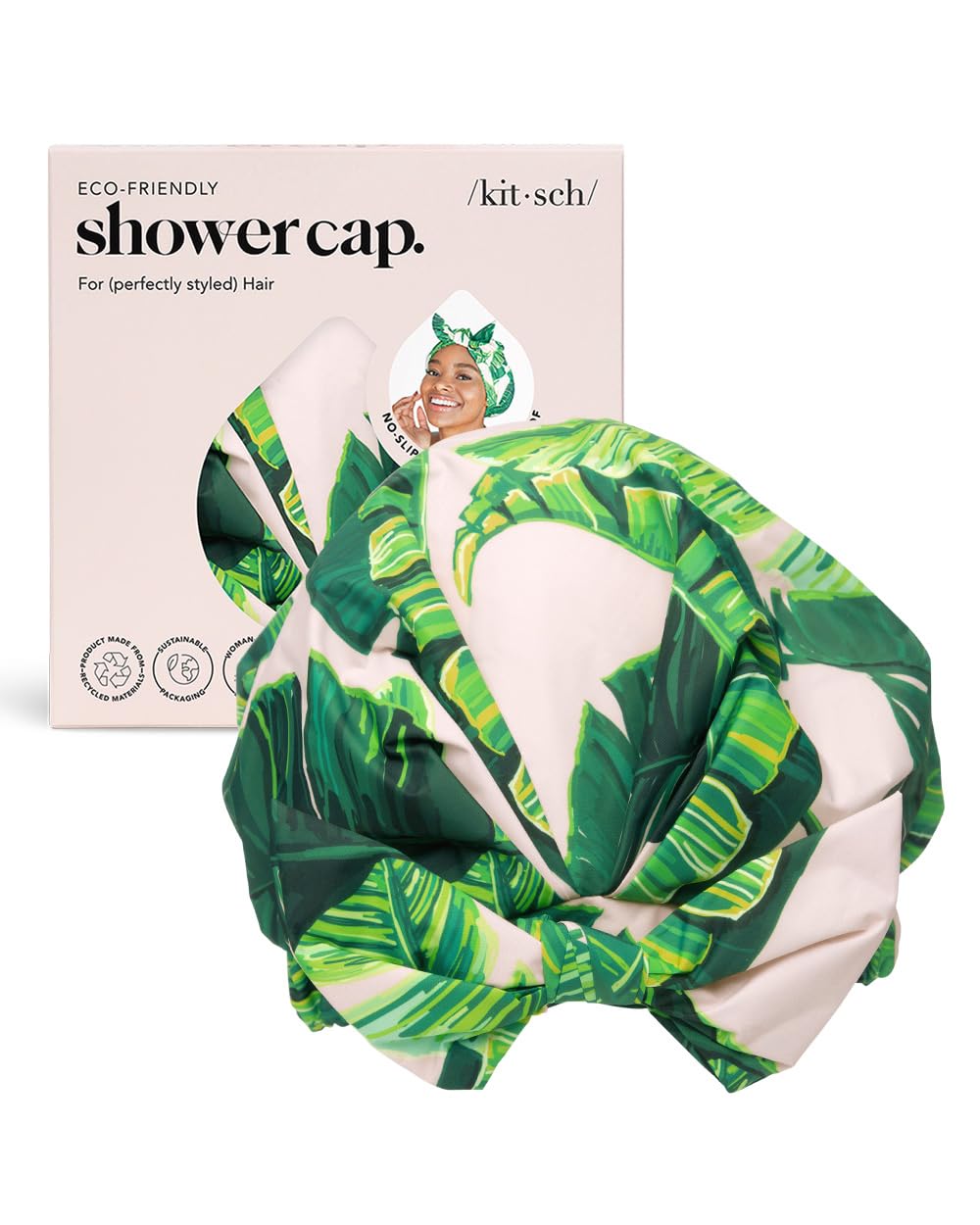 Kitsch Luxury Shower Caps for Women Reusable Waterproof - Large Shower Cap for W...