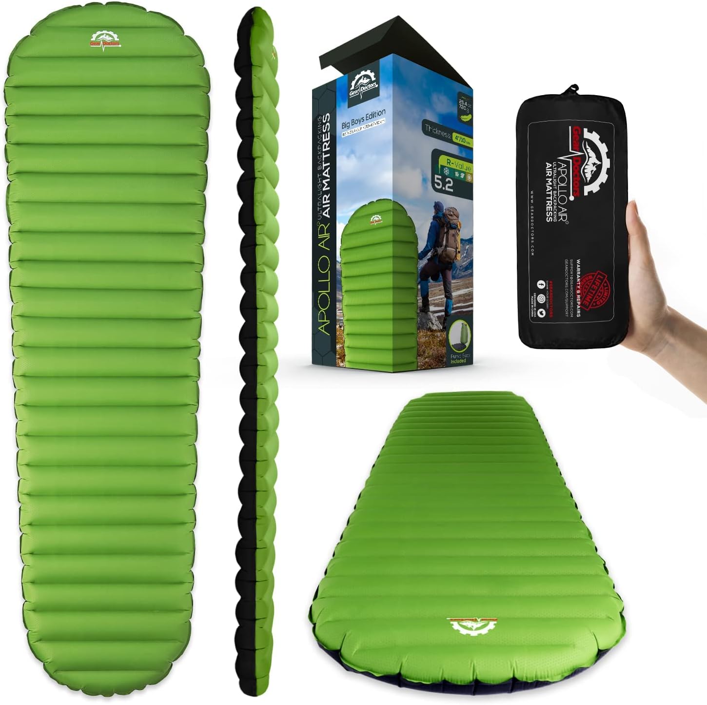 GEAR DOCTORS® Sleeping Pad for Camping & Backpacking [ULTRALIGHT 17oz] - Sleepin...