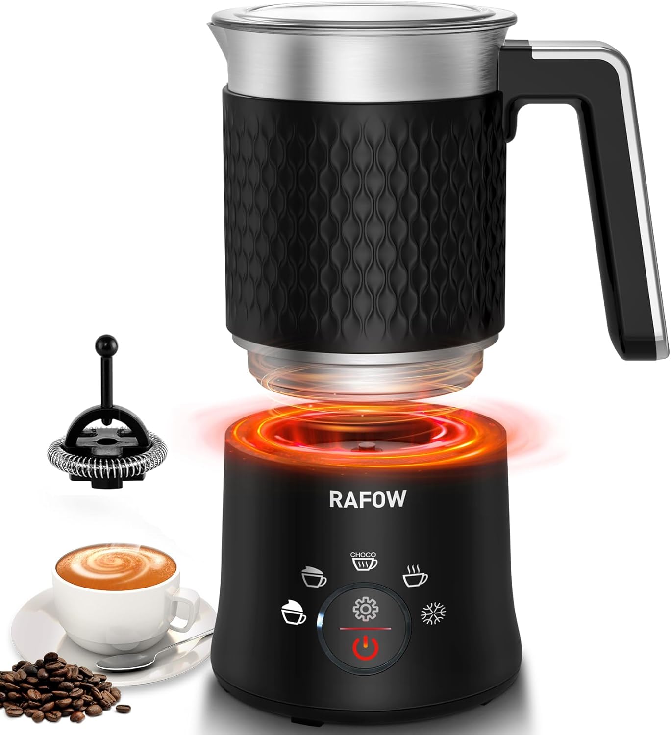 Milk Frother Electric 5 in 1 - Automatic Milk Frothers 350ml Large Capacity Spli...