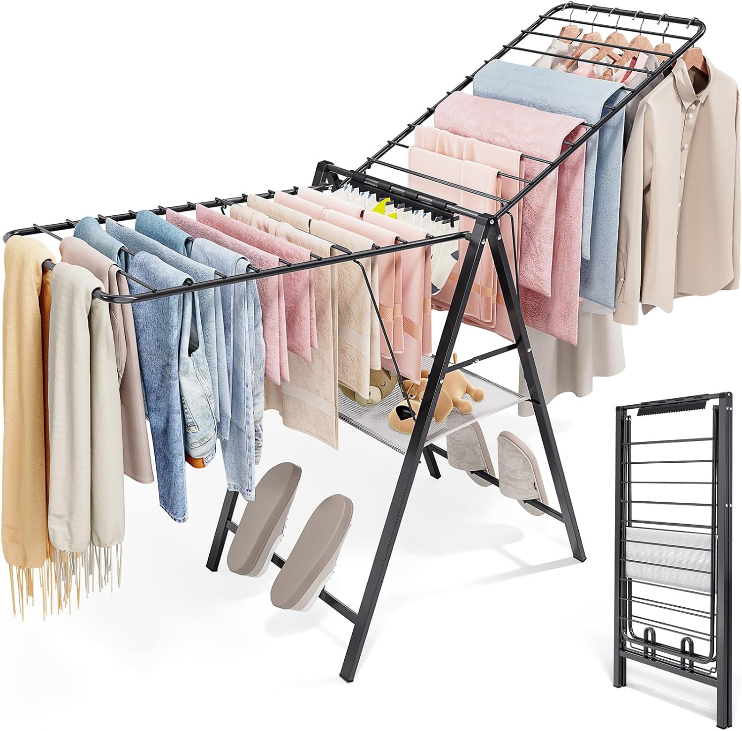 APEXCHASER Foldable Clothes Drying Rack, Metal Laundry Drying Rack Collapsible,...