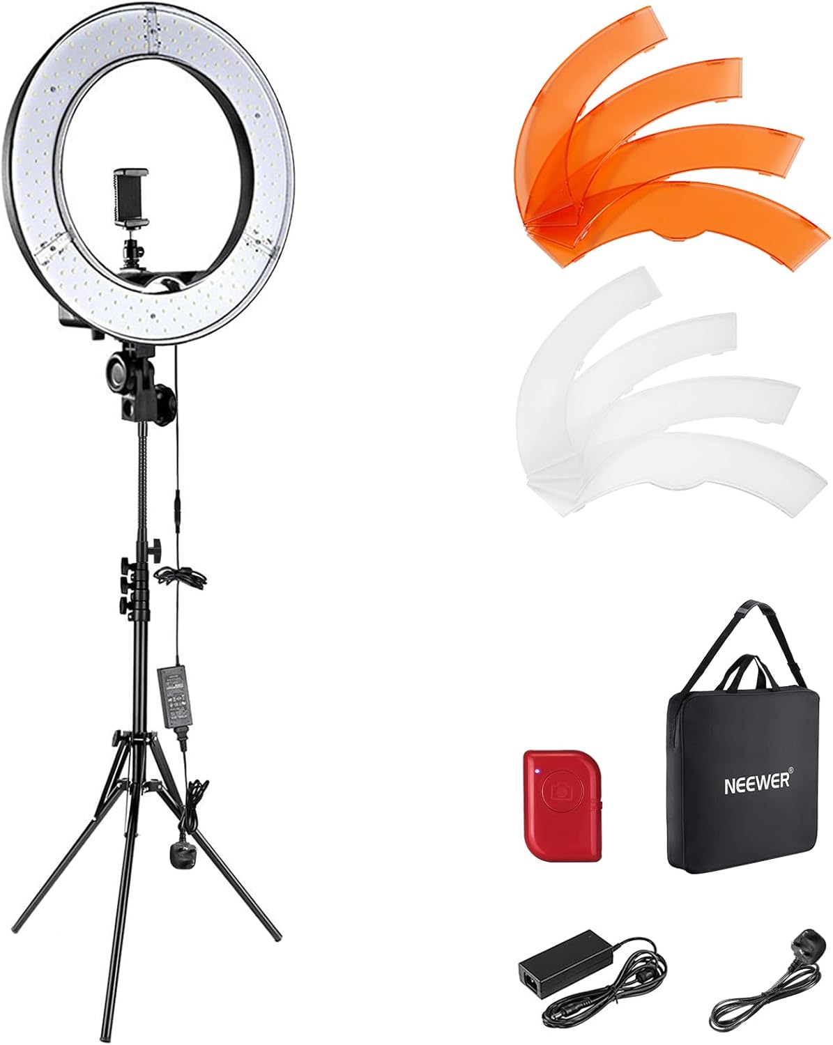 NEEWER Ring Light Kit: 18"/45cm Outer 55W 5600K Dimmable LED Ring Light, Light S...