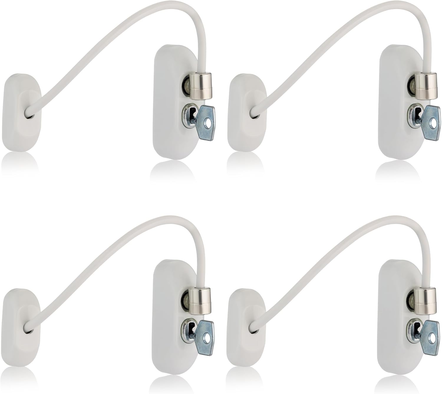 XFORT Viper Key Locking Cable Window Restrictor in White, Durable Window Safety...