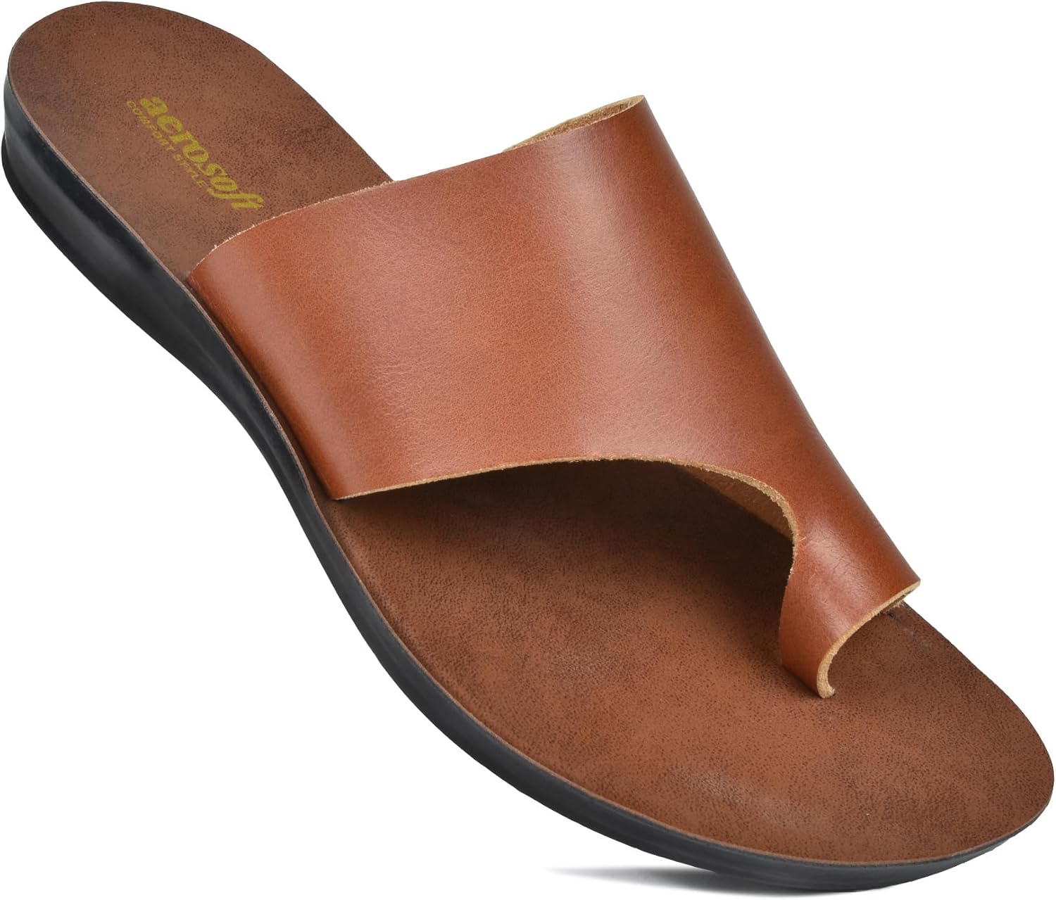 Aerosoft Split Toe Strap Man-Made Leather Ladies Cute Slides Outdoor Travel Dres...