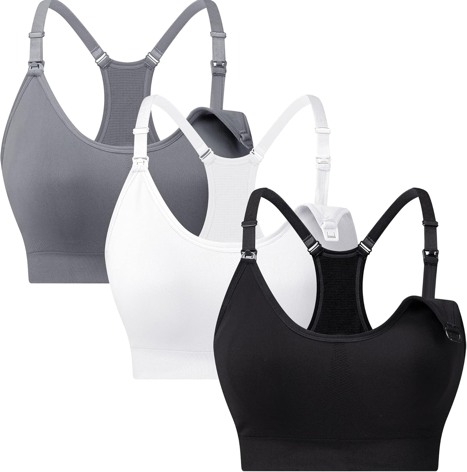 Suekaphin 3 Pack Sports Nursing Bra for Breastfeeding Supportive Bralette Pregna...
