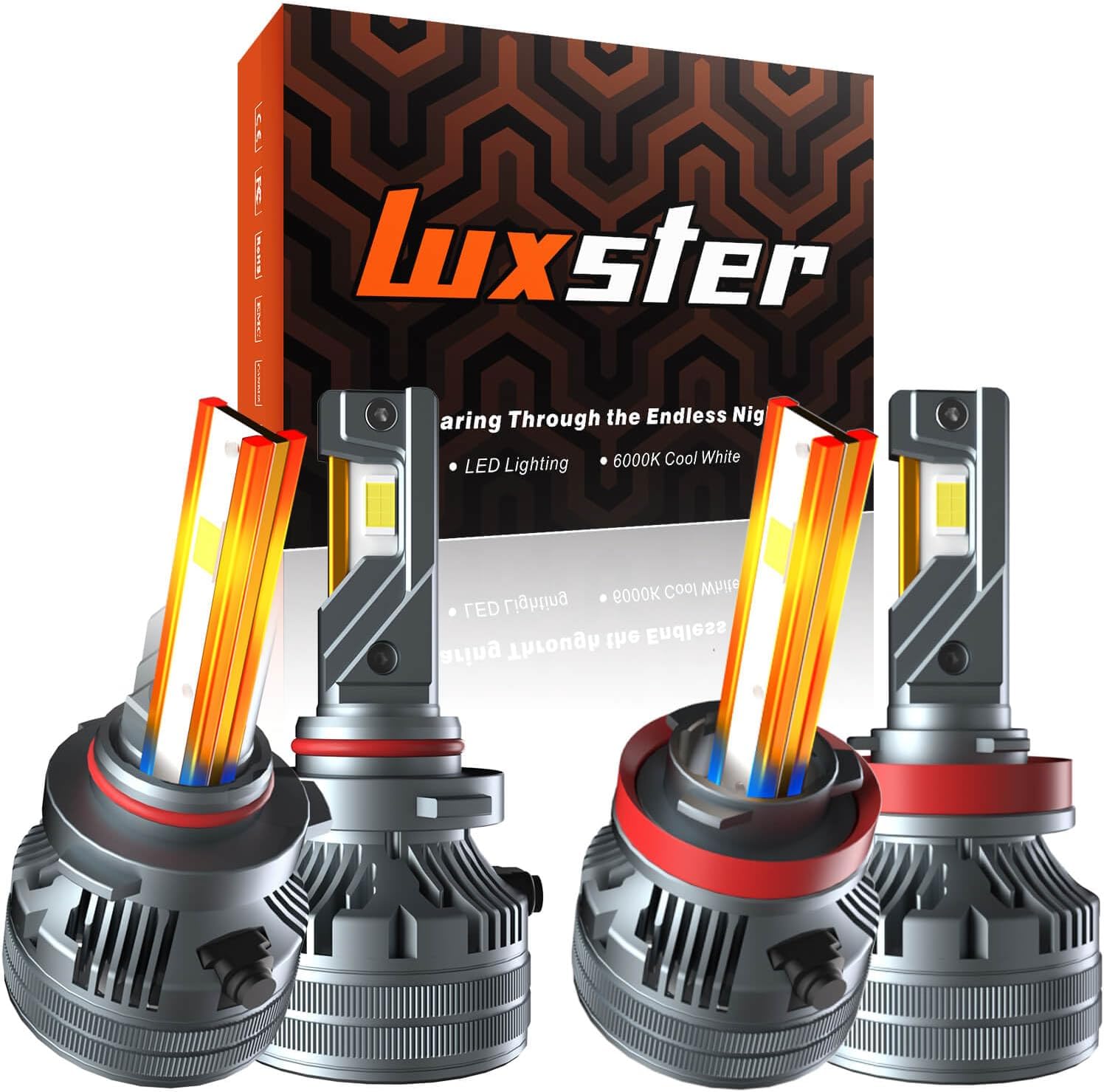 LUXSTER 40,000LM 9005/HB3 H11/H9 LED Bulbs Combo, 2024 Punisher Series, Ultra-Br...