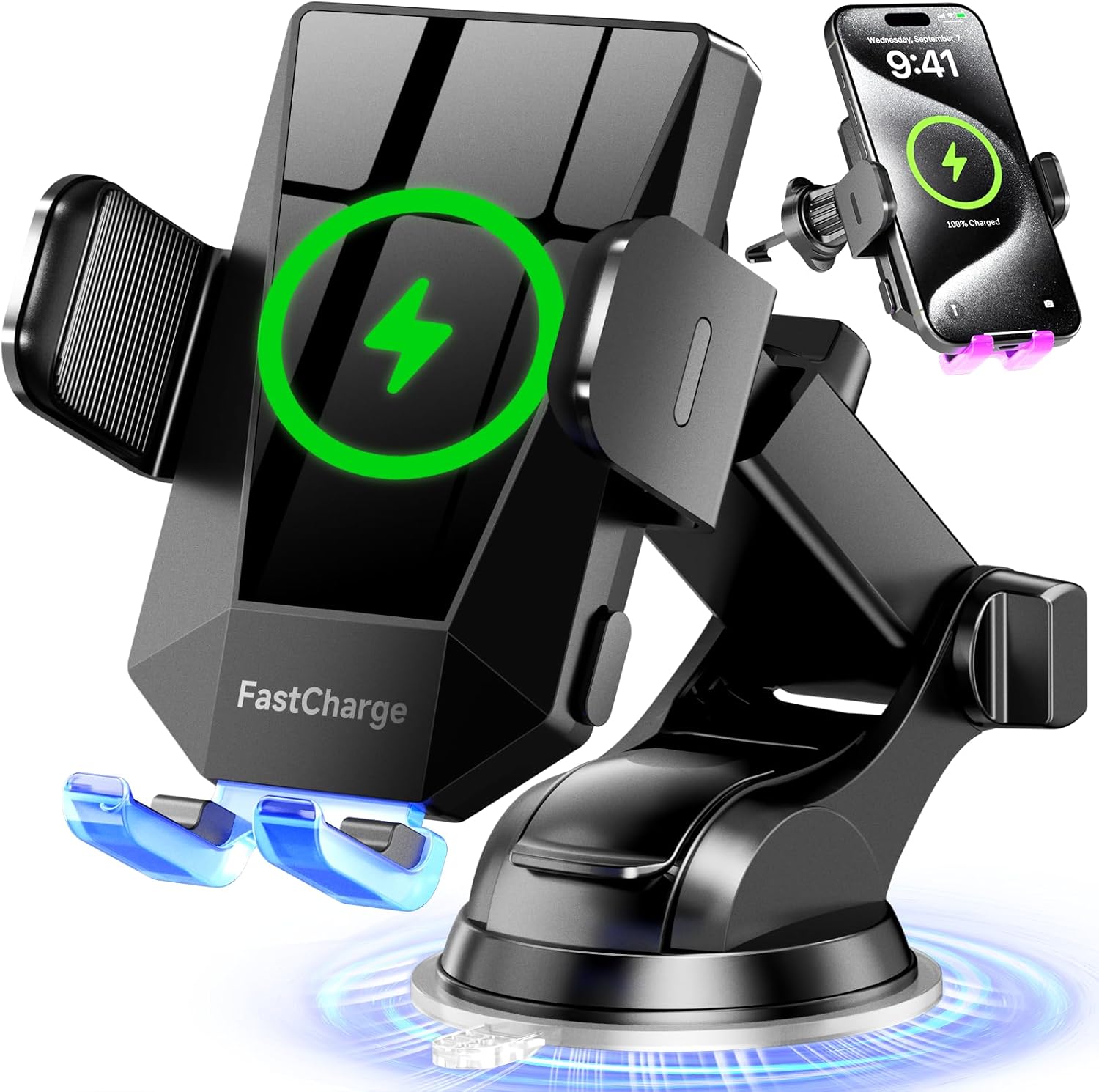 Wireless Car Charger Phone Holder, 15W Fast Charging Cnuoky Phone Mount Phone Ho...