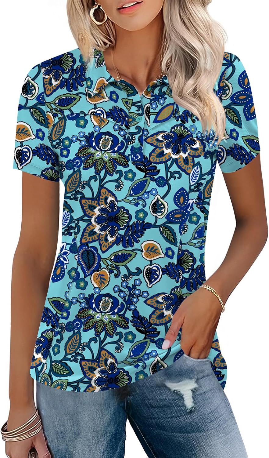TFSDOD Womens Golf Polo Shirts Collared Short Sleeve T Shirt Lightweight Moistur...