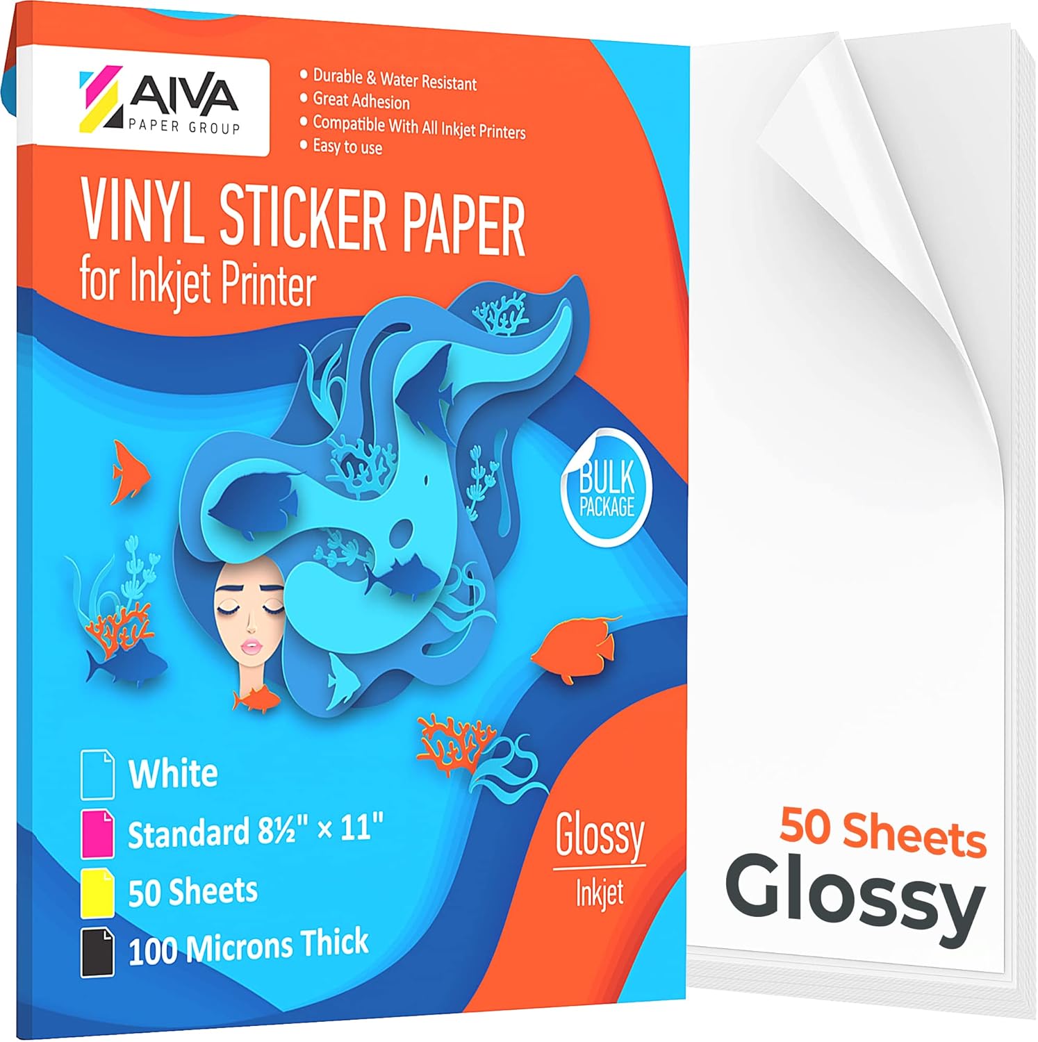 Printable Vinyl Sticker Paper - Waterproof Decal Paper for Inkjet Printer - 50 S...