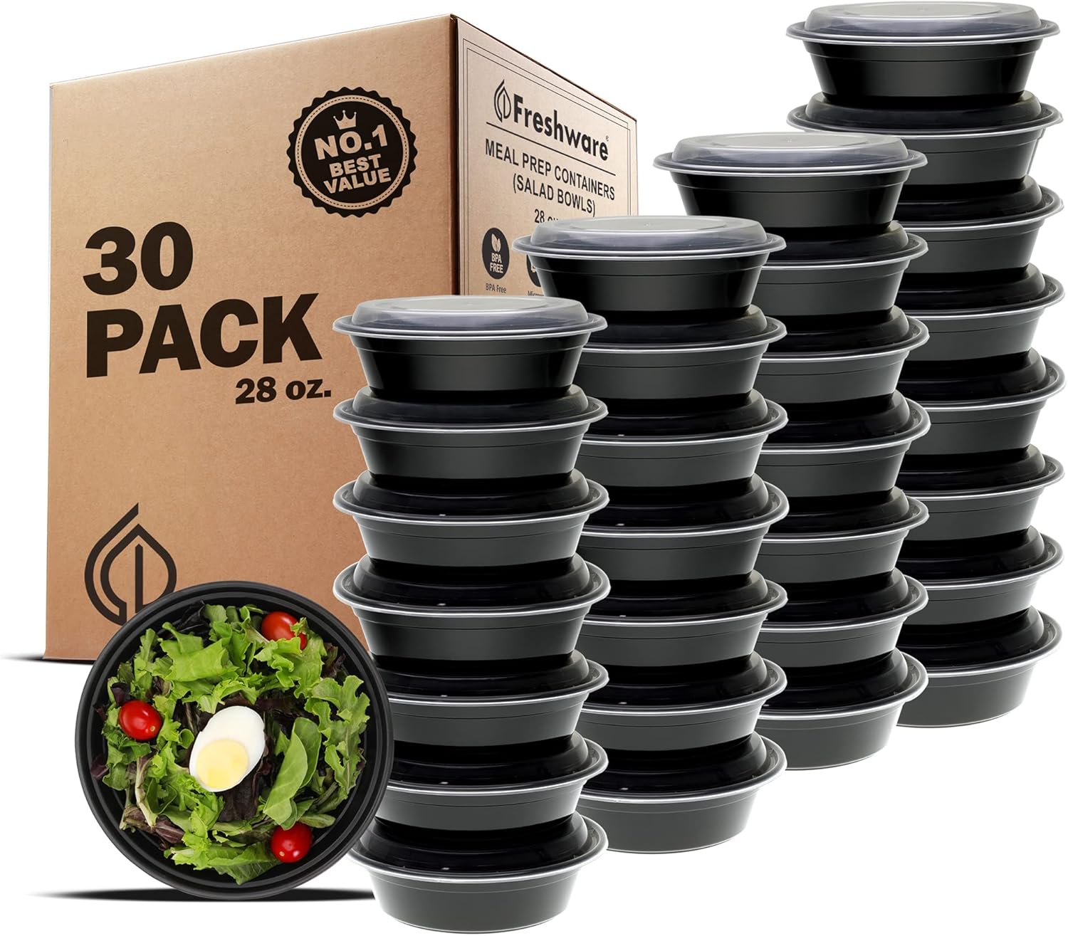 Freshware Meal Prep Bowl Containers [30 Pack] Plas...