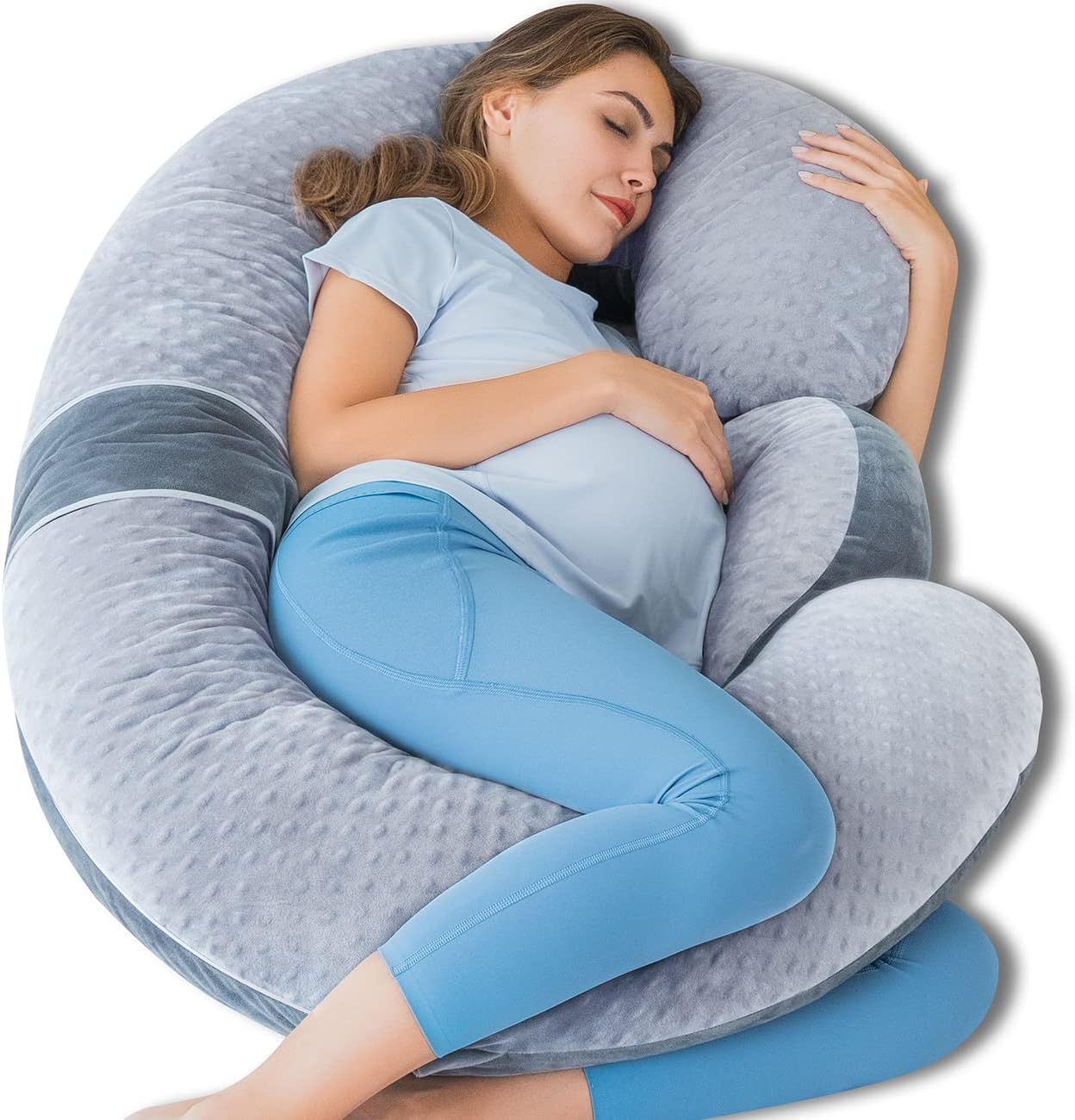 QUEEN ROSE Pregnancy Pillows, E Shaped Full Body Pillow for Sleeping, with Pregn...