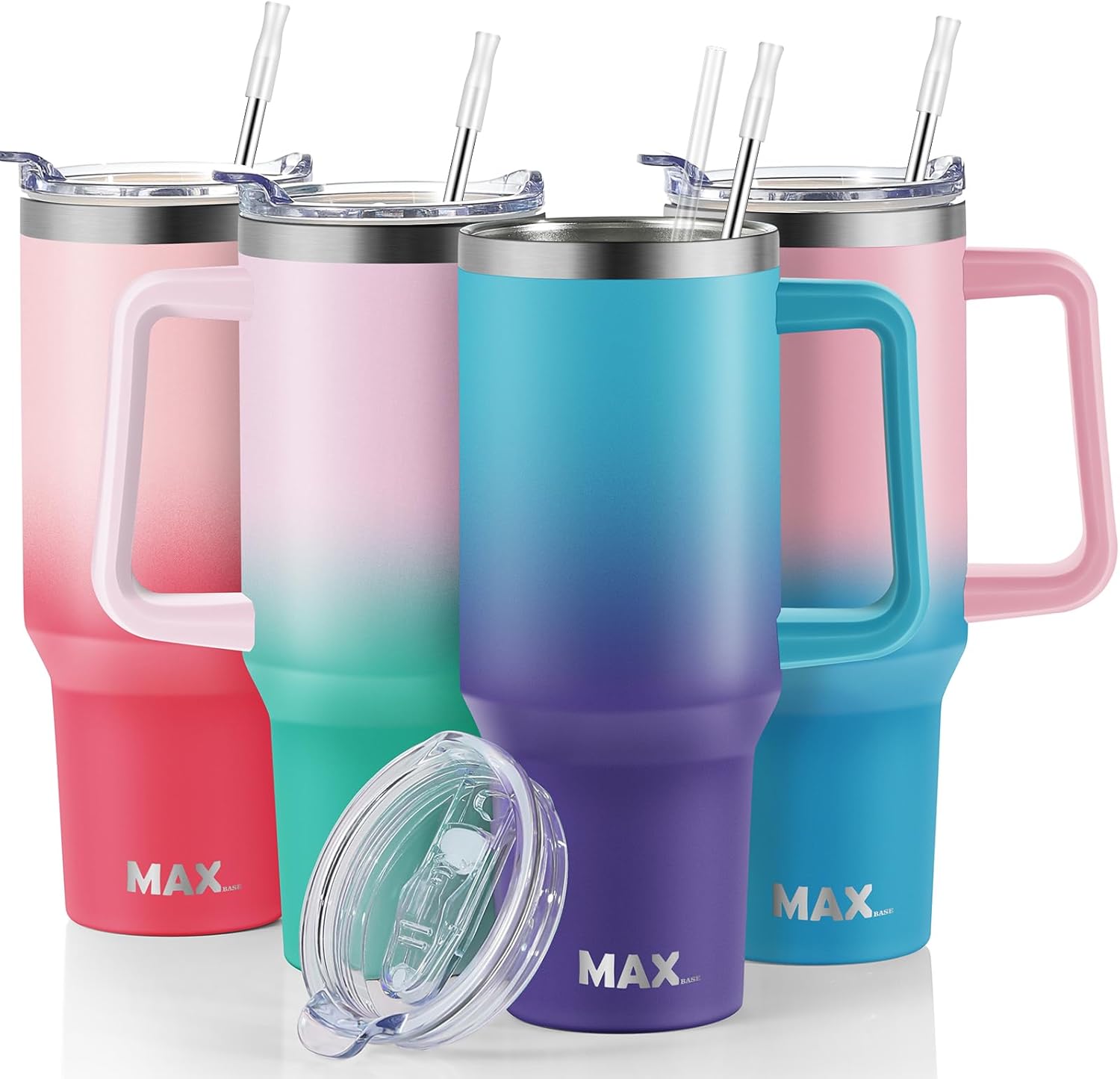 MaxBase 40 Oz Tumbler with Handle and Straw Lid, Insulated Reusable Stainless St...