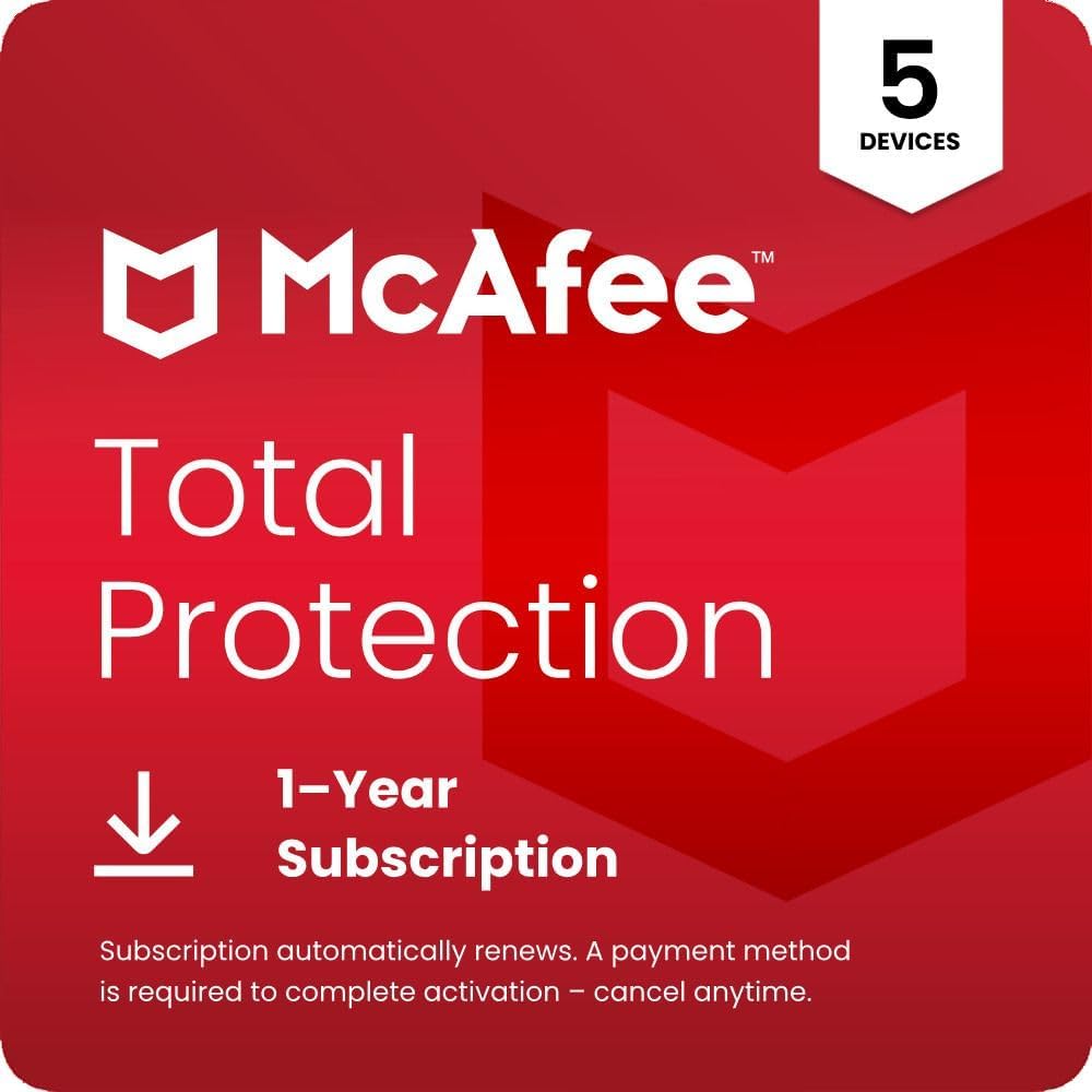 McAfee Total Protection 5-Device 2025 | Security Software Includes Antivirus, Se...