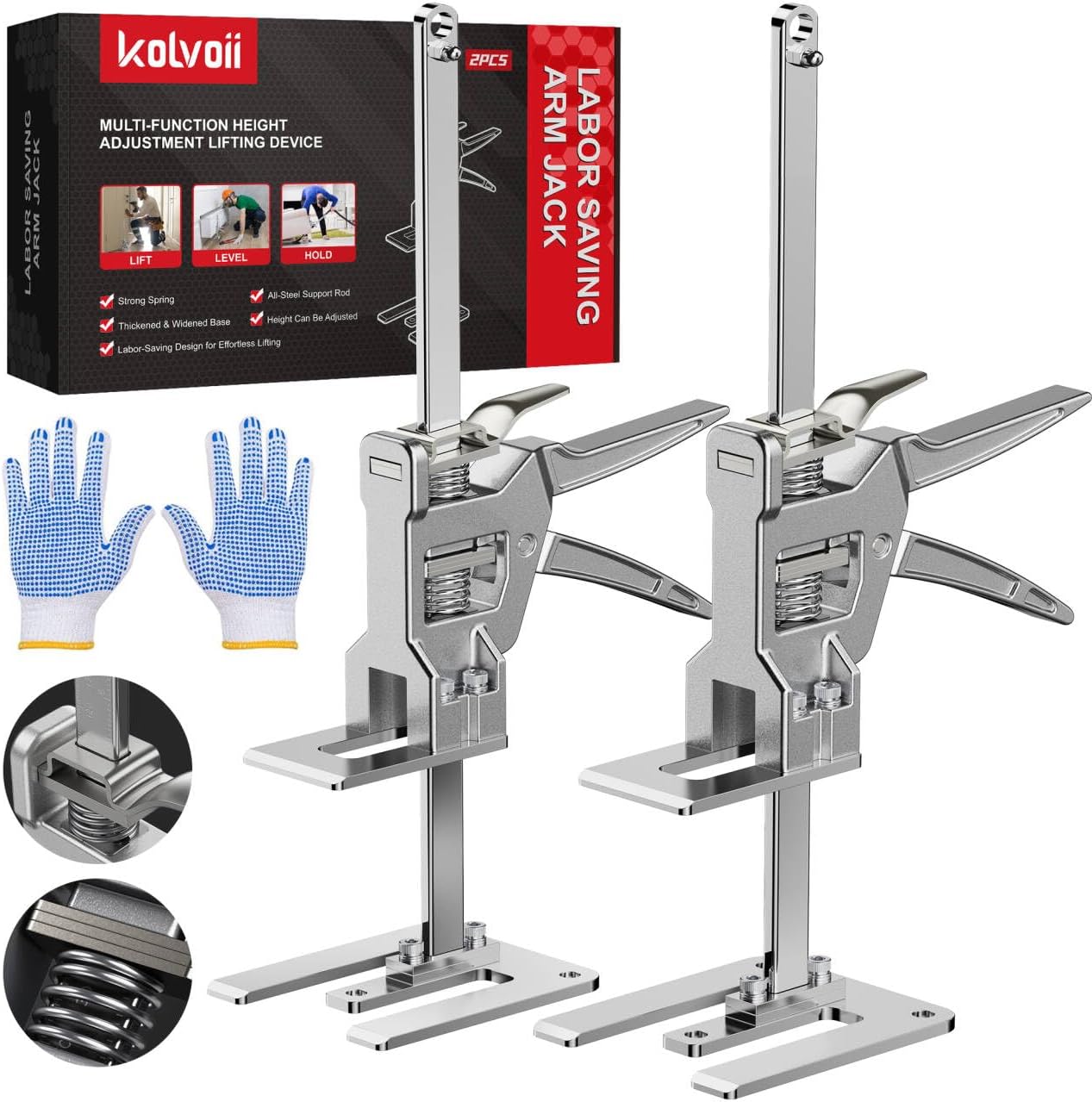 Kolvoii Labor Saving Arm Jack, 2 Pack Stainless Steel Construction Jack, Versati...