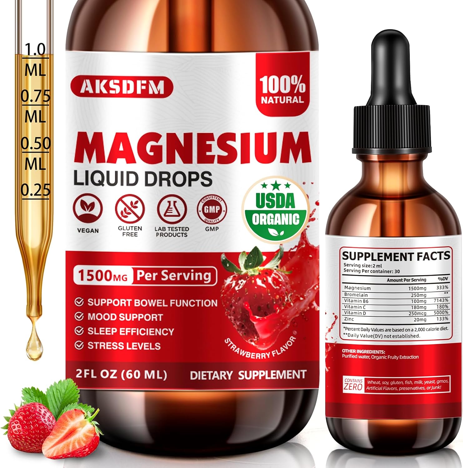 Magnesium Glycinate Liquid - 1500mg Maximized Absorption Magnesium Complex Suppl...