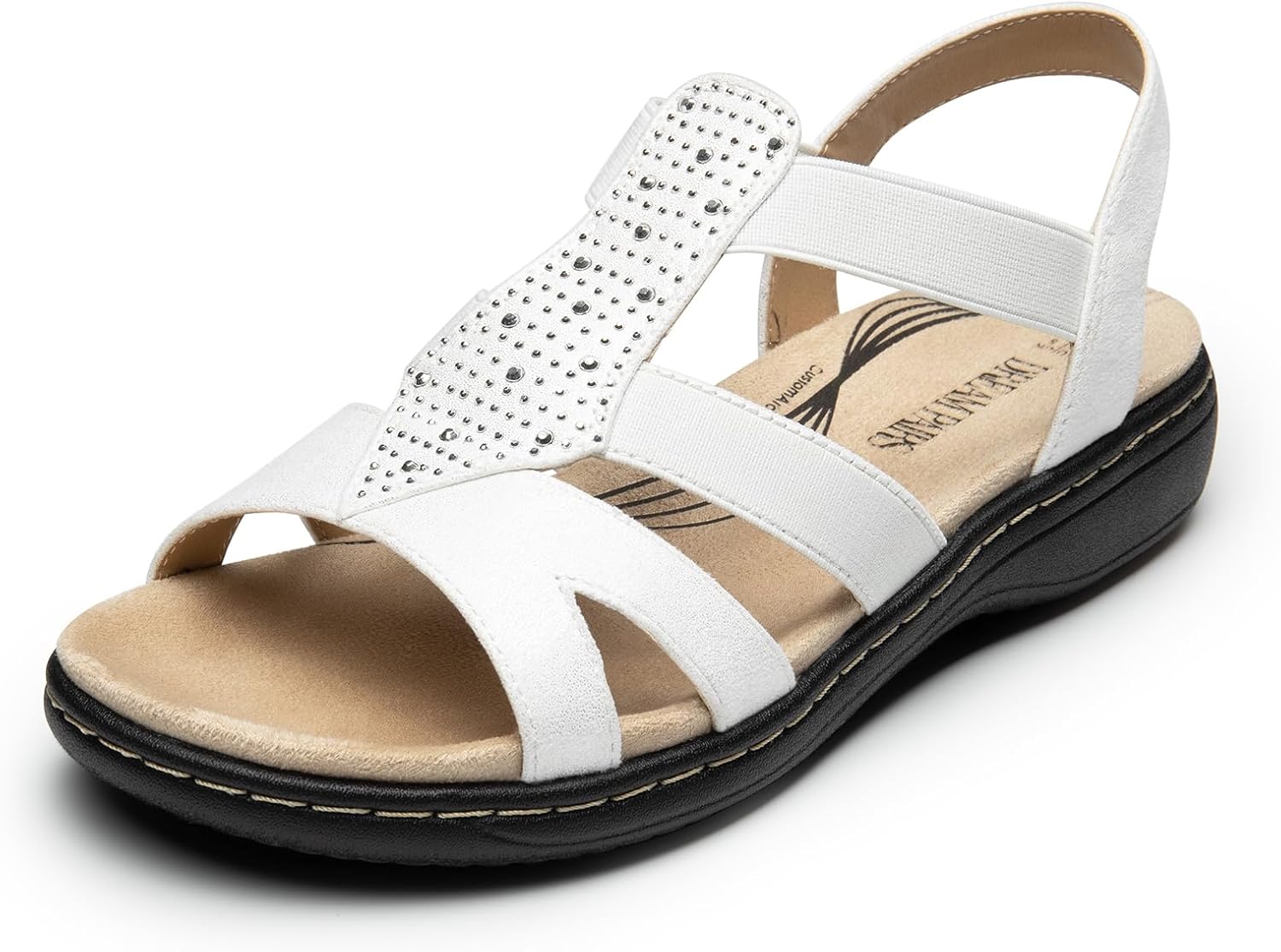 DREAM PAIRS Women's Comfortable Arch Support Dressy Flat Sandals Elastic Open To...