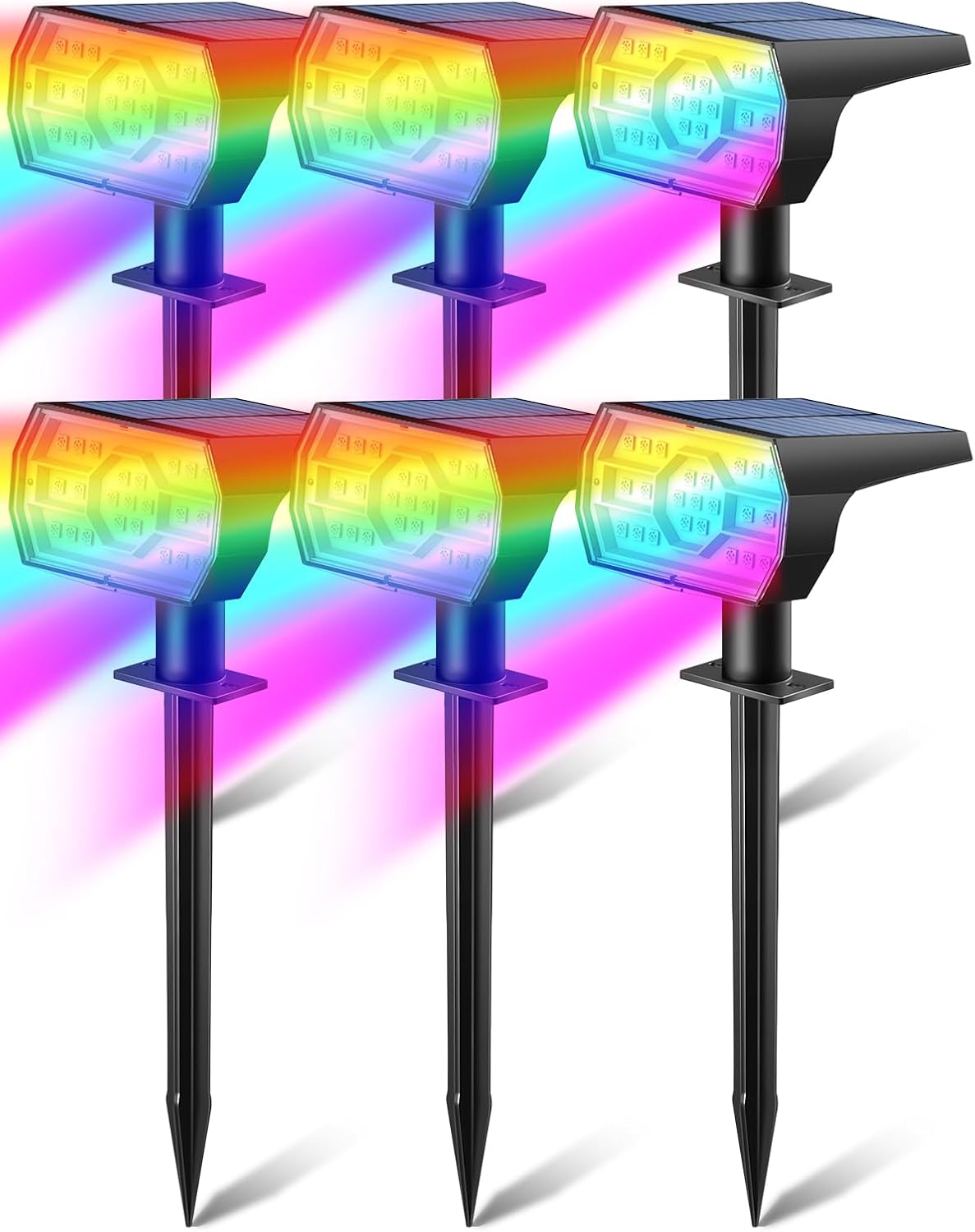 Kaxiida Solar Color Changing Lights Outdoor, 7 Lighting Modes Solar Lights Outdo...