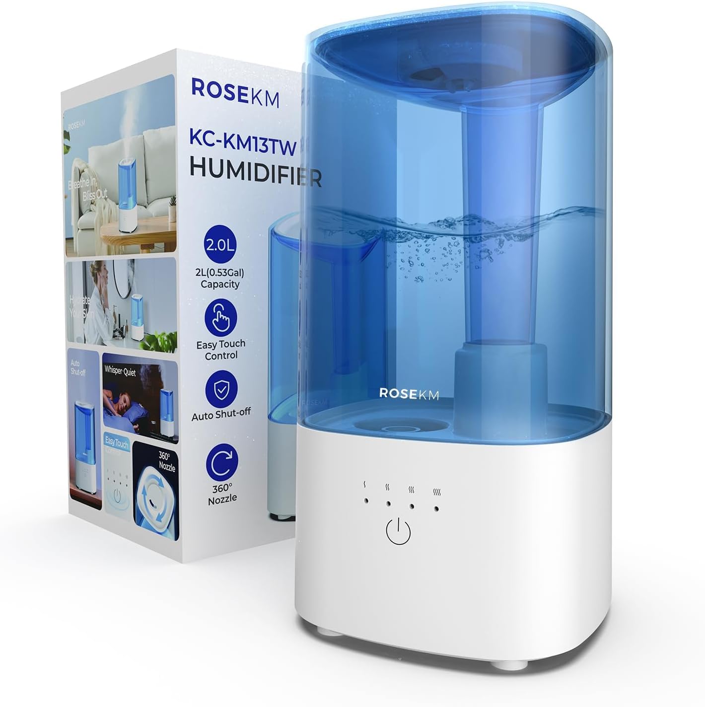 ROSEKM Humidifiers for Bedroom, Cool Mist Humidifier for Home Plant and Baby Nur...