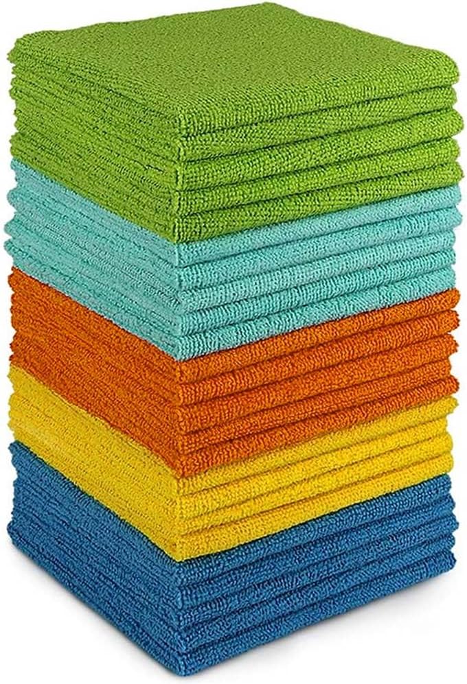 AIDEA Microfibre Cloth Pack of 24, Multifunctional Reusable Cleaning Cloths, Lin...