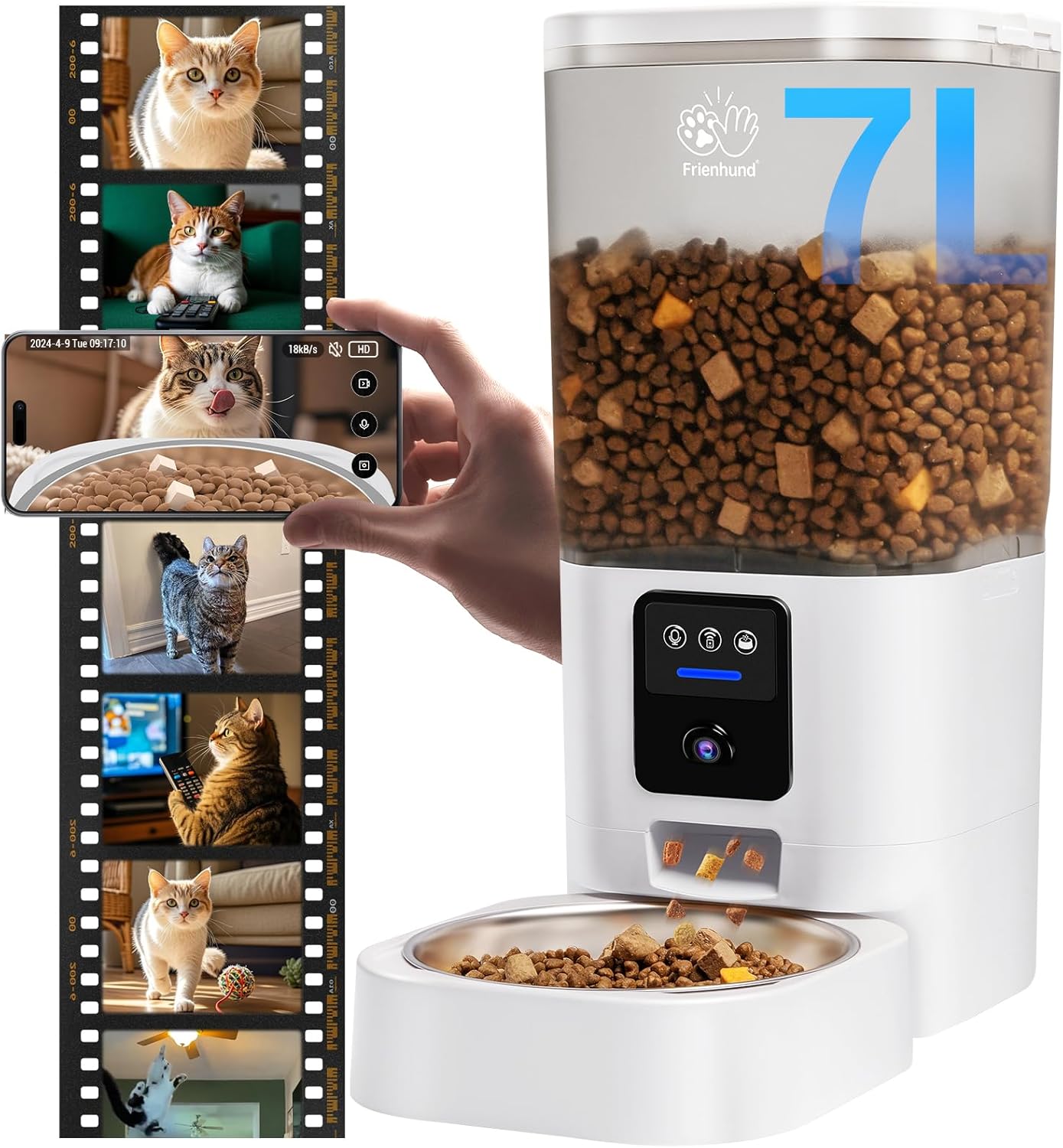 Automatic Cat Feeder with 2K Camera: 5G WiFi Automatic Dog Feeder with Night Vis...