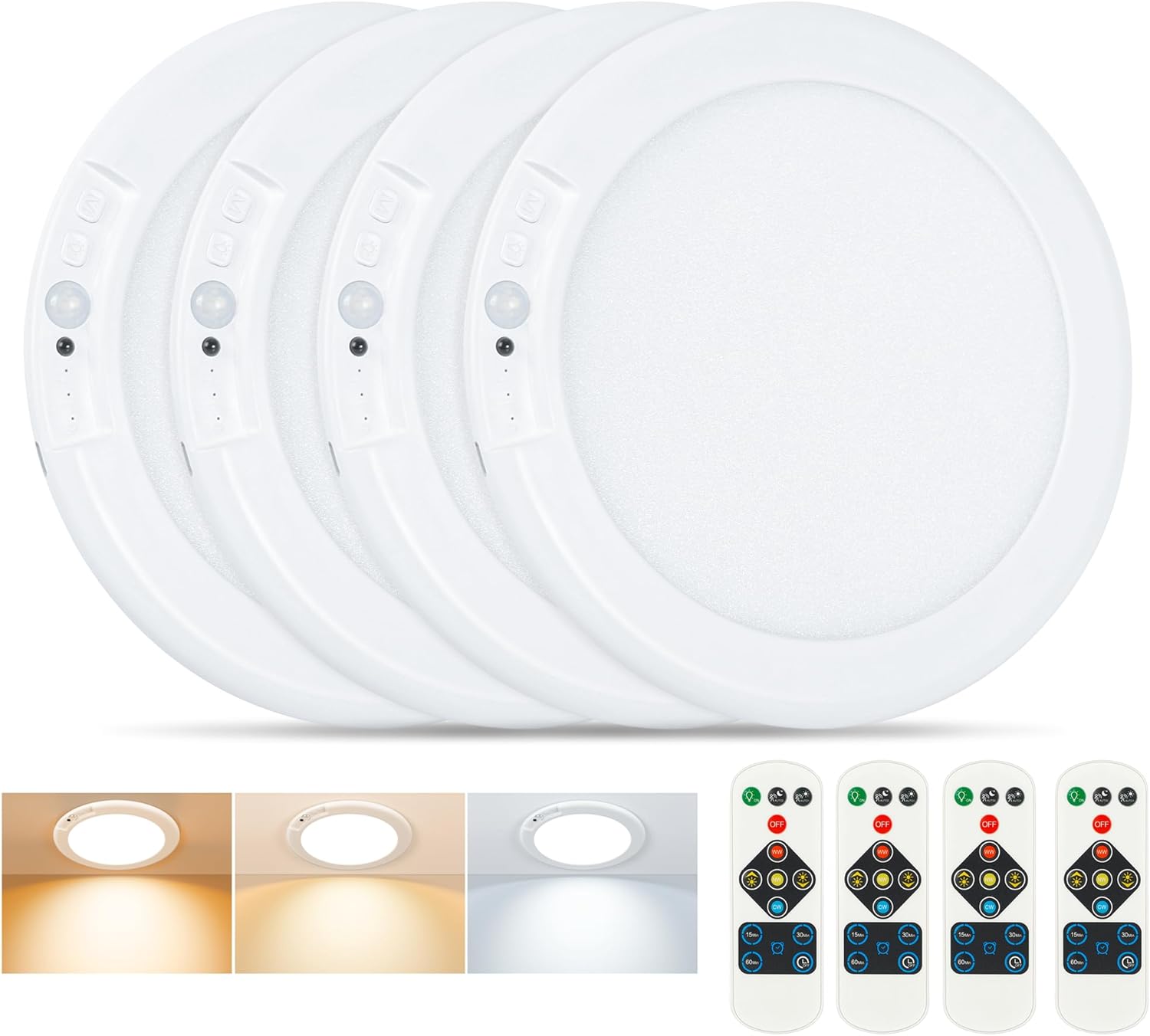 Rechargeable Ceiling Light, No Wiring Battery Operated Ceiling Lights with Remot...