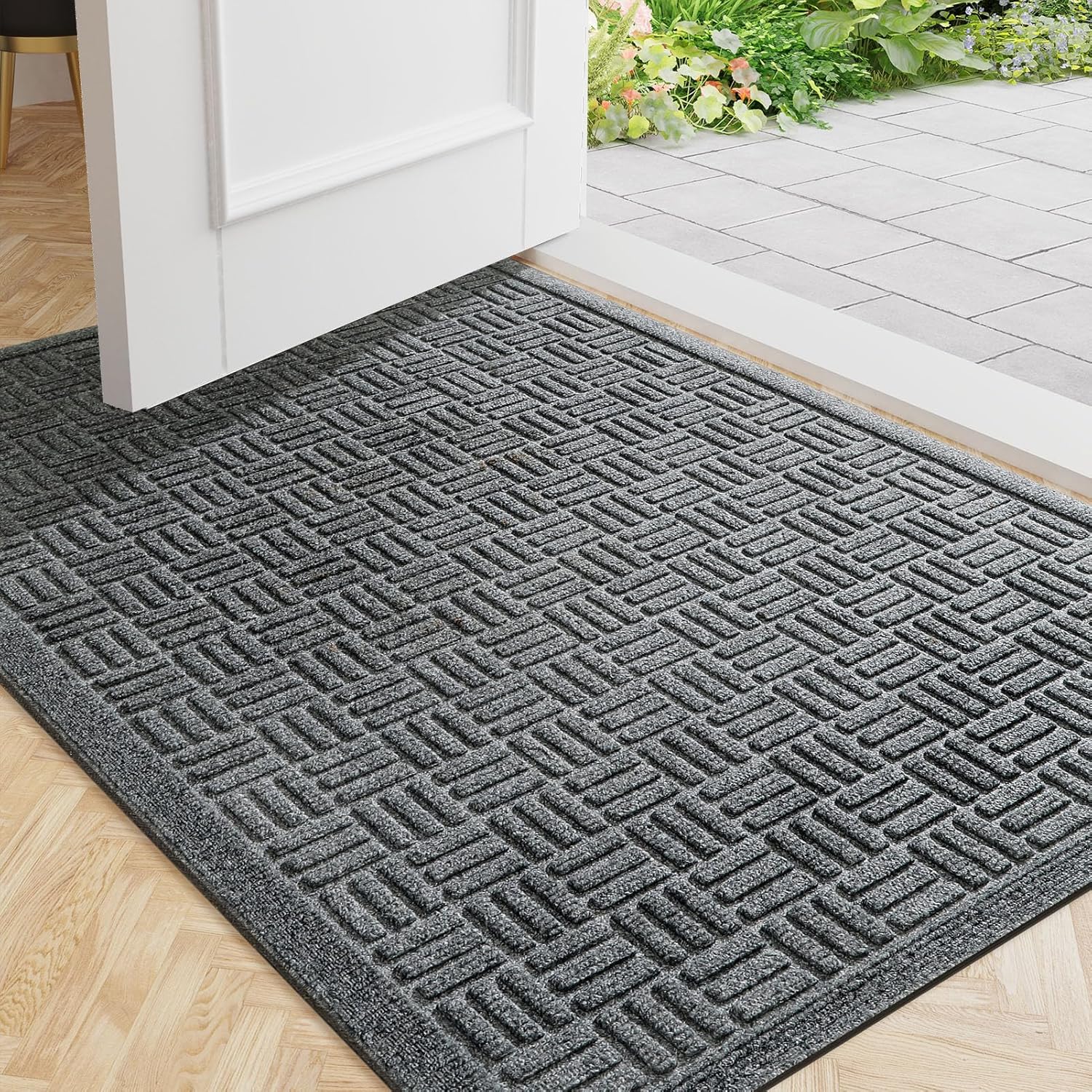 Mibao Front Door Mat Indoor Outdoor Entrance, Dirt Trapping Waterproof All-Seaso...