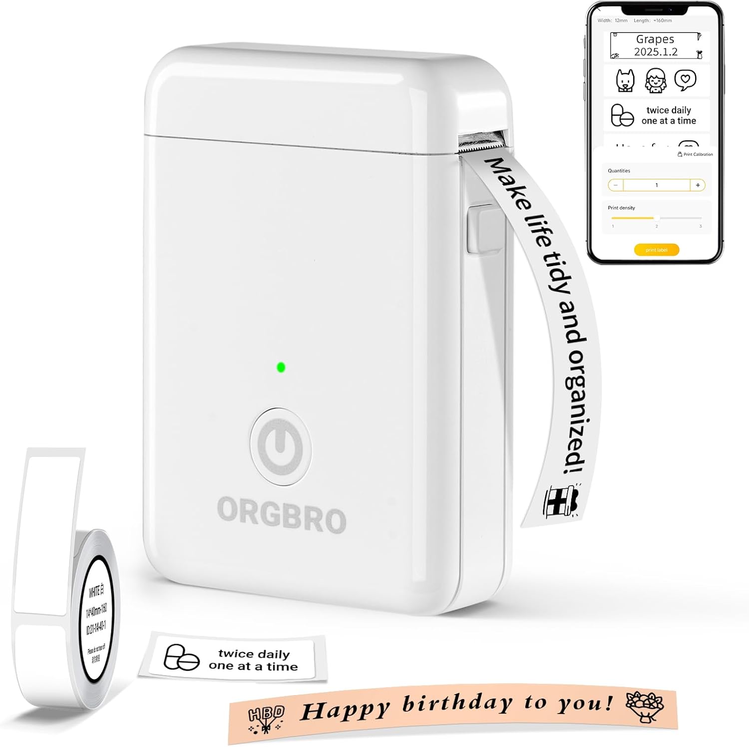 ORGBRO Label Maker Machine with Tape, X1 Portable Bluetooth Mini Label Printer,...