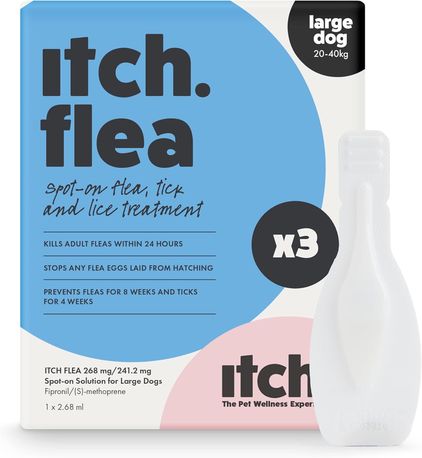 Itch | Large Dog Flea & Tick Treatment Spot-On Solution | Dogs 20kg+ | Kills Fle...