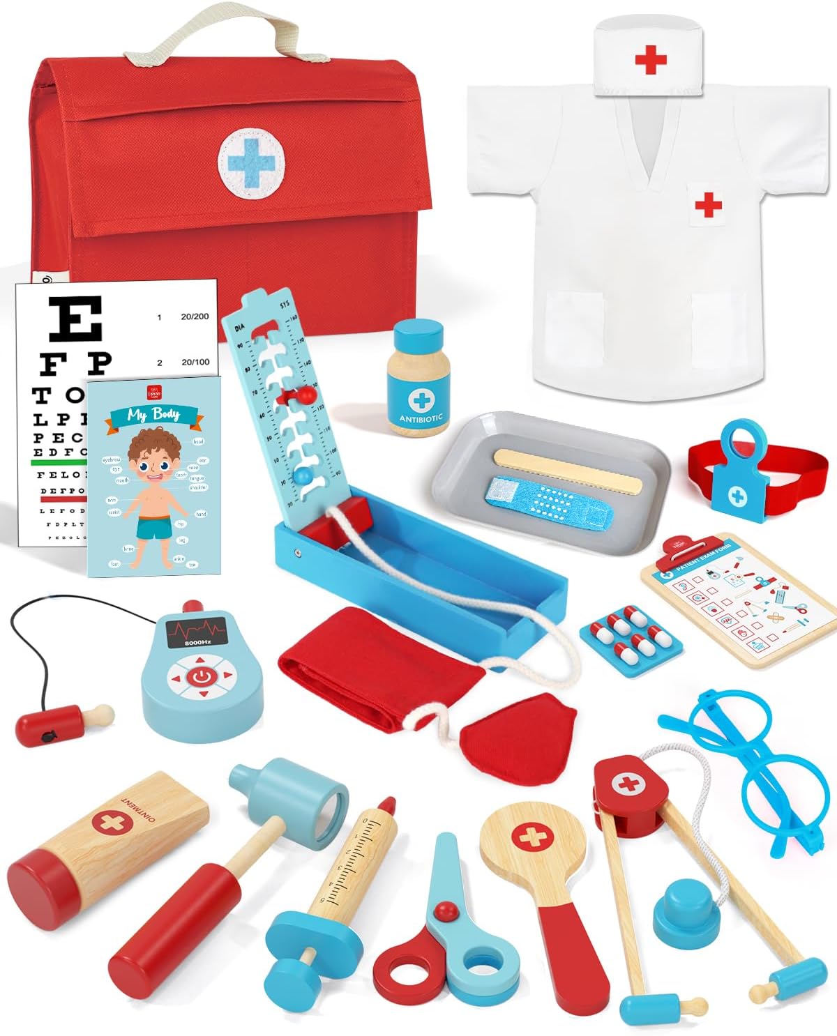 Lehoo Castle Doctors Set for Kids, Toys for 3 Year Old Boys, Wooden Doctors Kit...