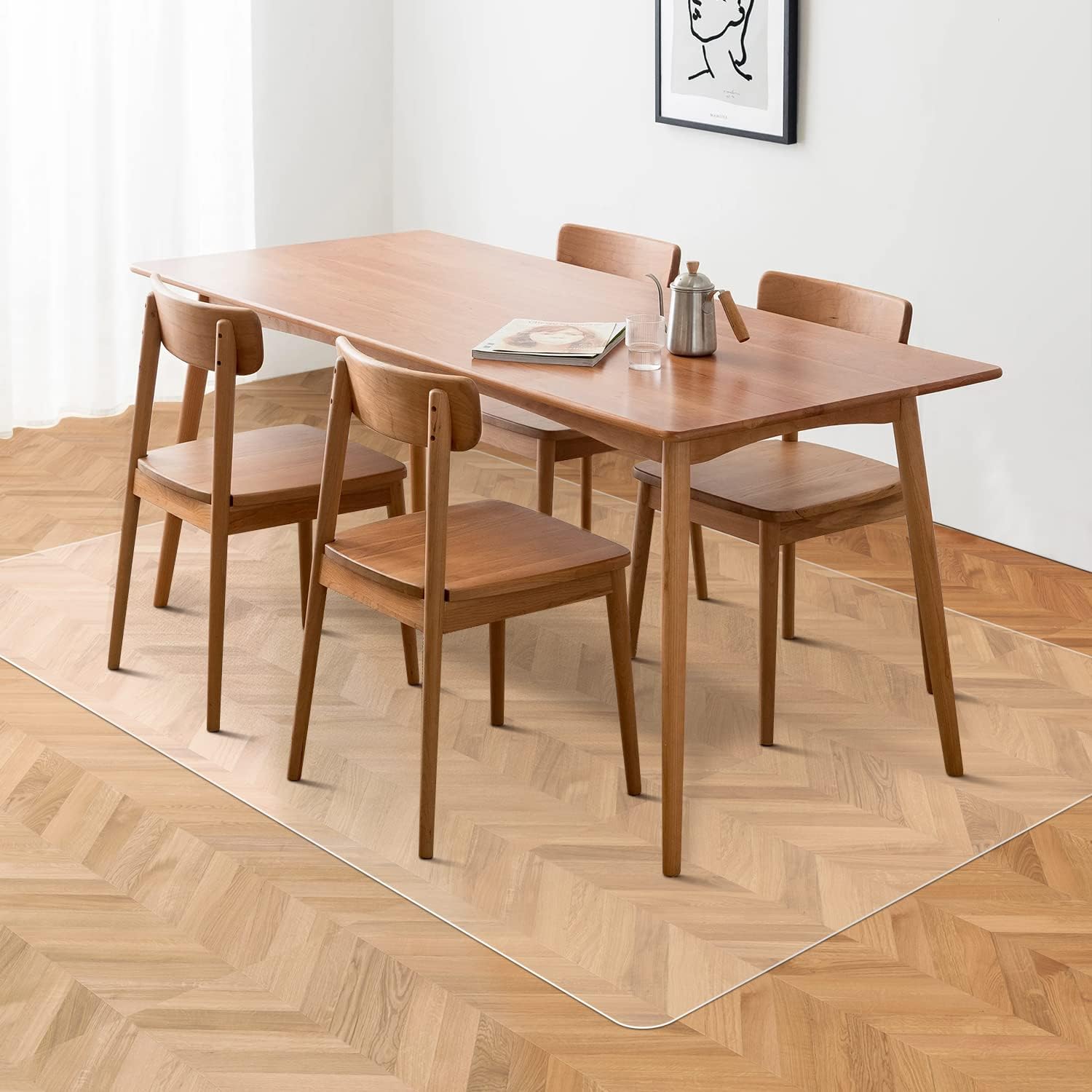 Premium Floor Mats for Home, Durable Clear Area Rug for Dining Room with Anti-Sl...