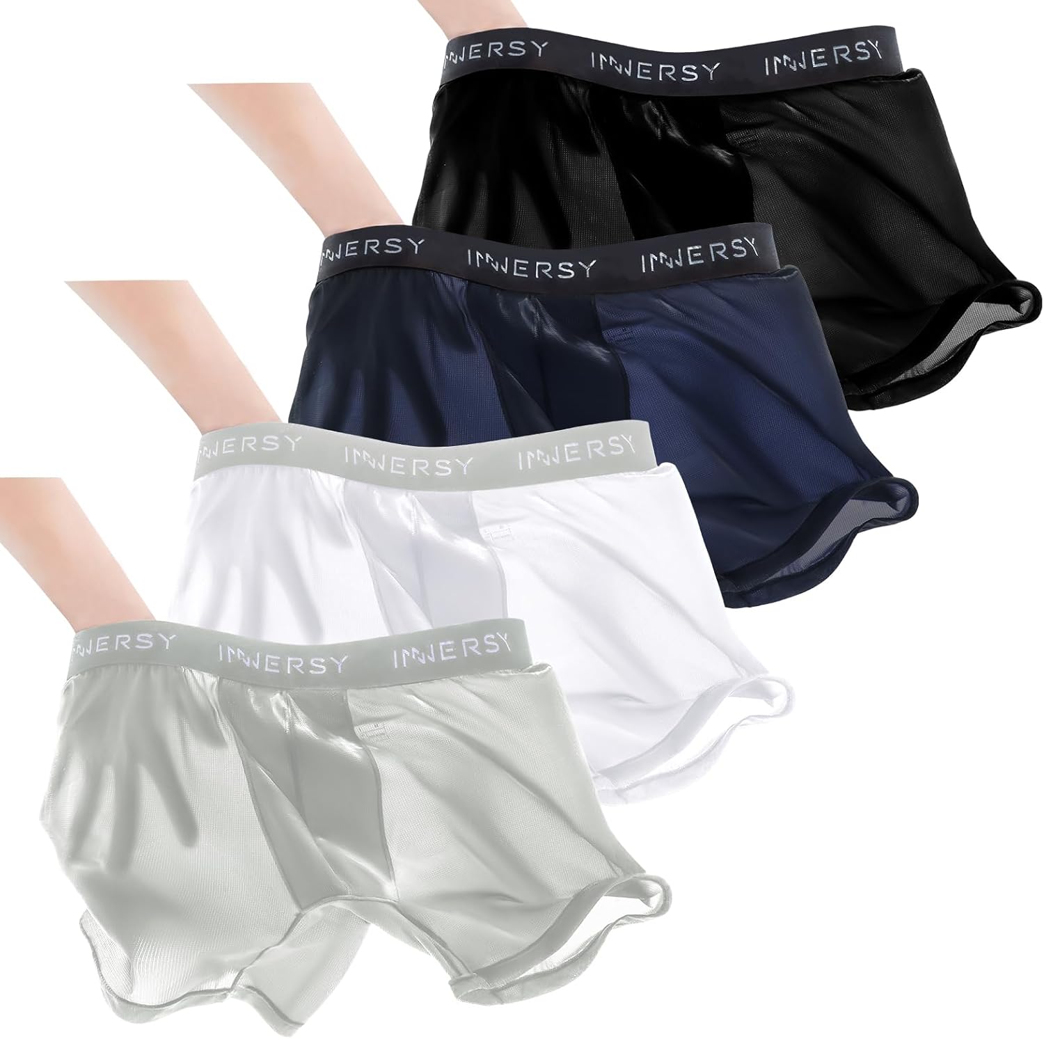 INNERSY Mens Boxers Shorts Multipack Mesh Sports Underwear Trunks Breathable Thi...