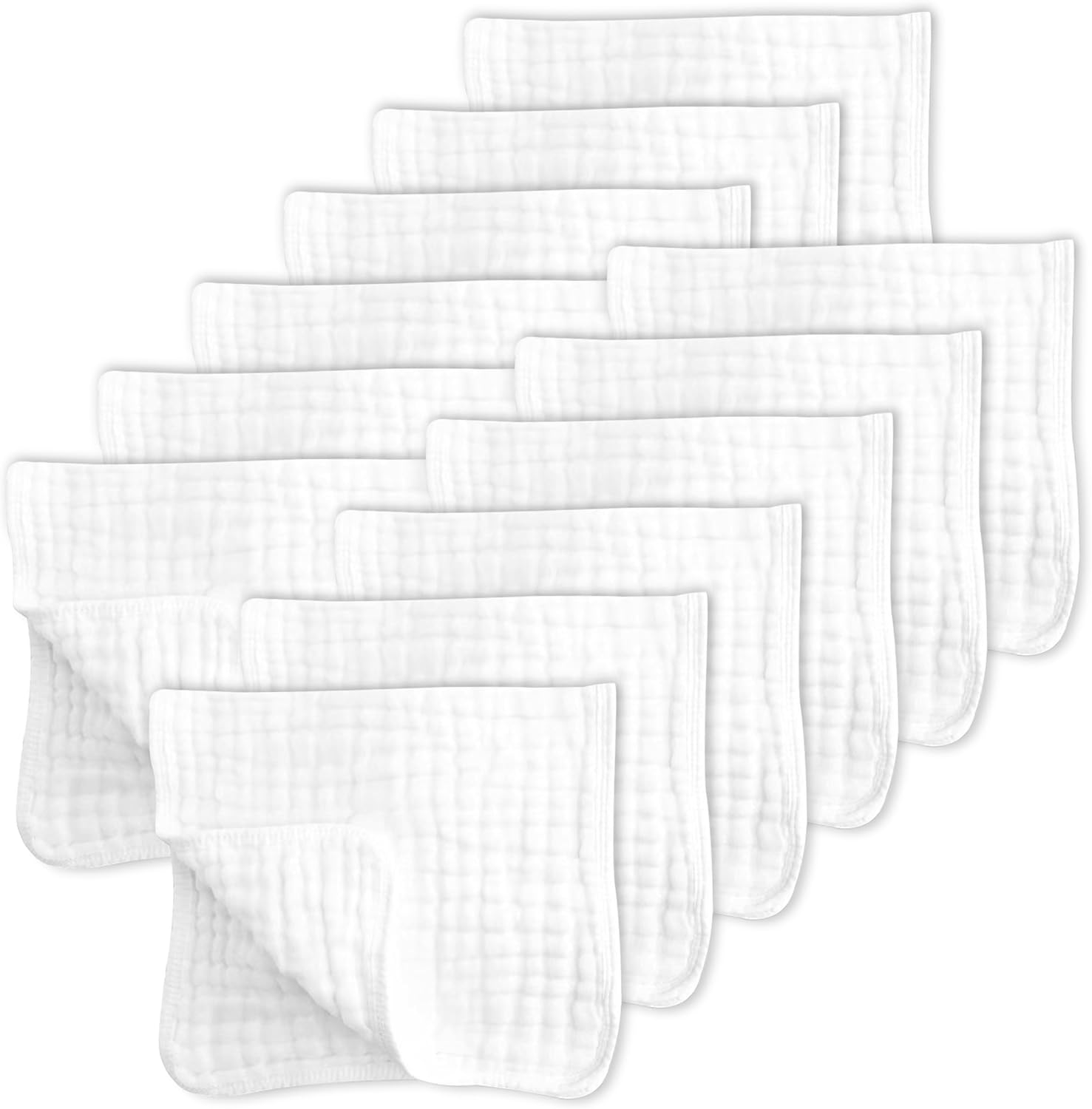 SWEET DOLPHIN 12 Pack Muslin Burp Cloths Large 100% Cotton Hand Washcloths for B...