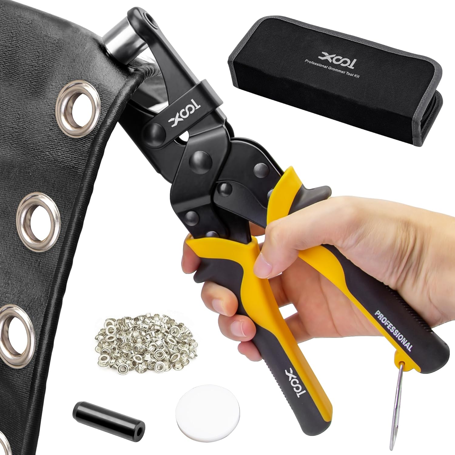 XOOL Grommet Tool Kit, 200PCS 3/8 inch 10mm Grommets, Leathercraft Punching Tool...