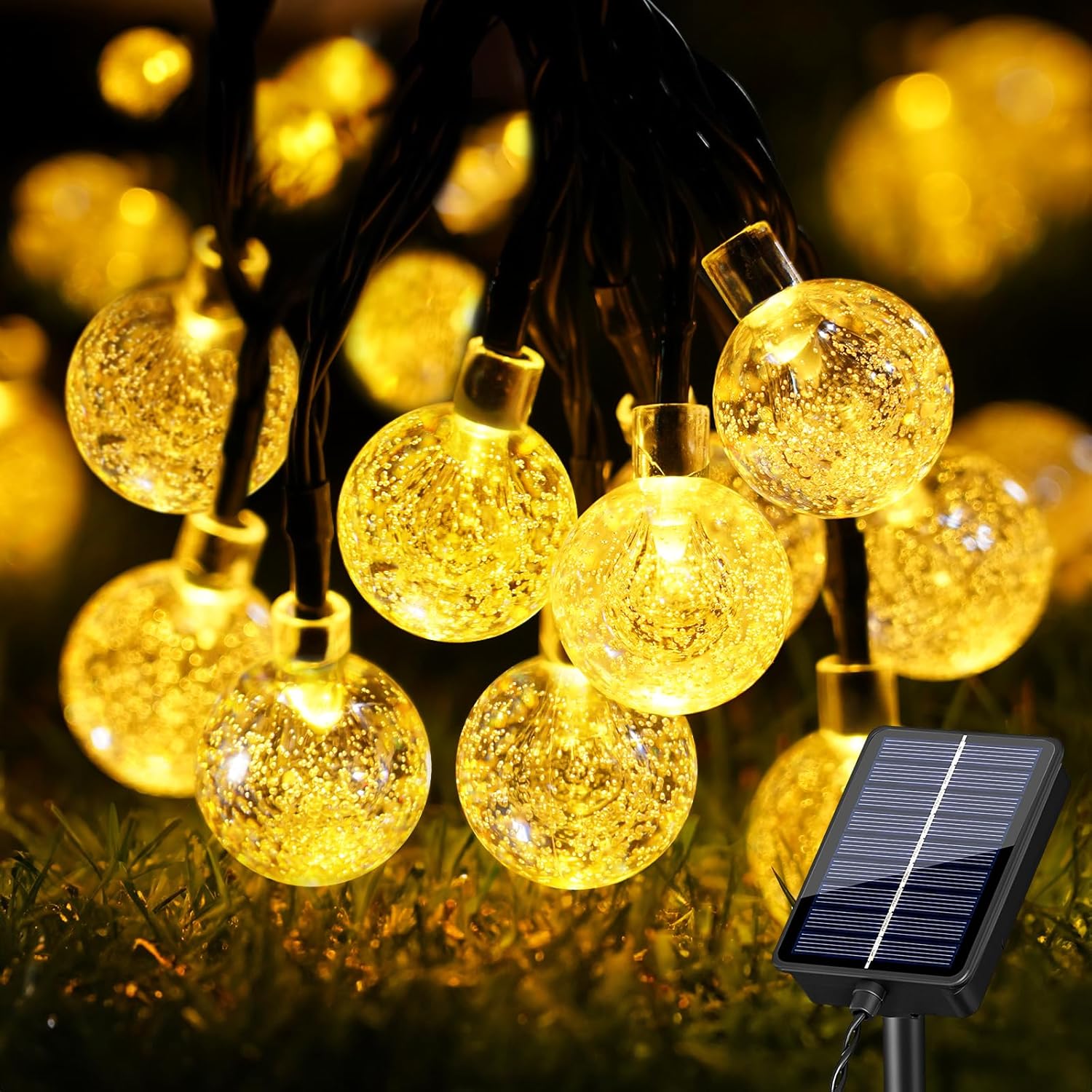 Fancycoco Solar Lights Outdoor Garden String Lights Waterproof, 36Ft 60 LED Ultr...